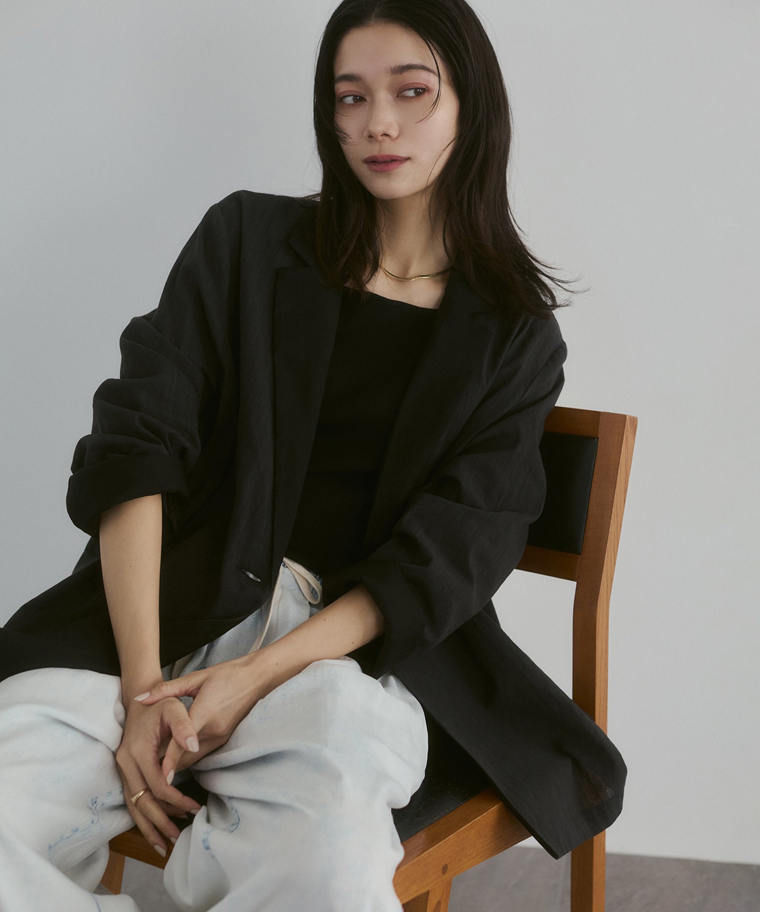 MIXED-FABRIC TAILORED JACKET