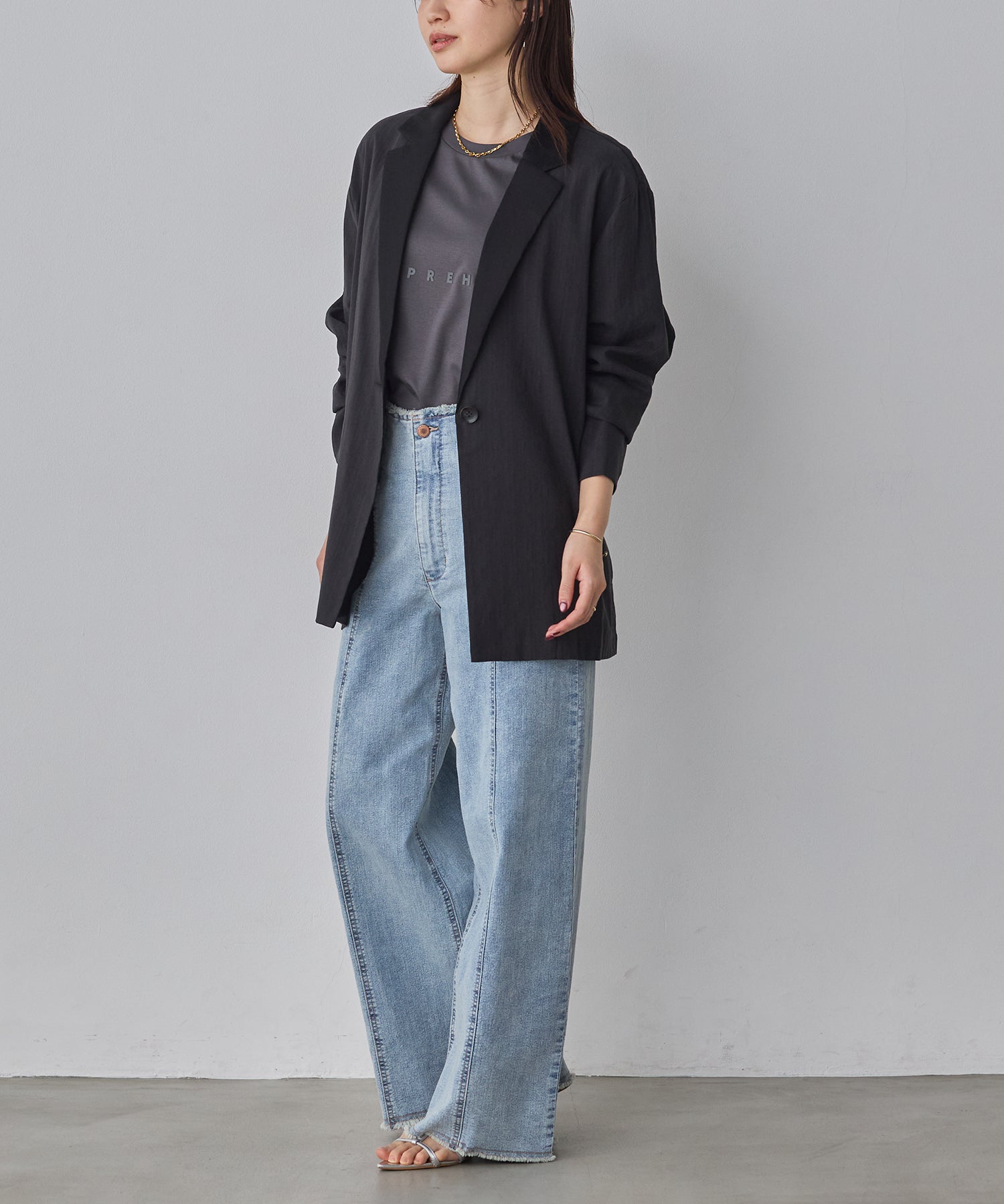 MIXED-FABRIC TAILORED JACKET