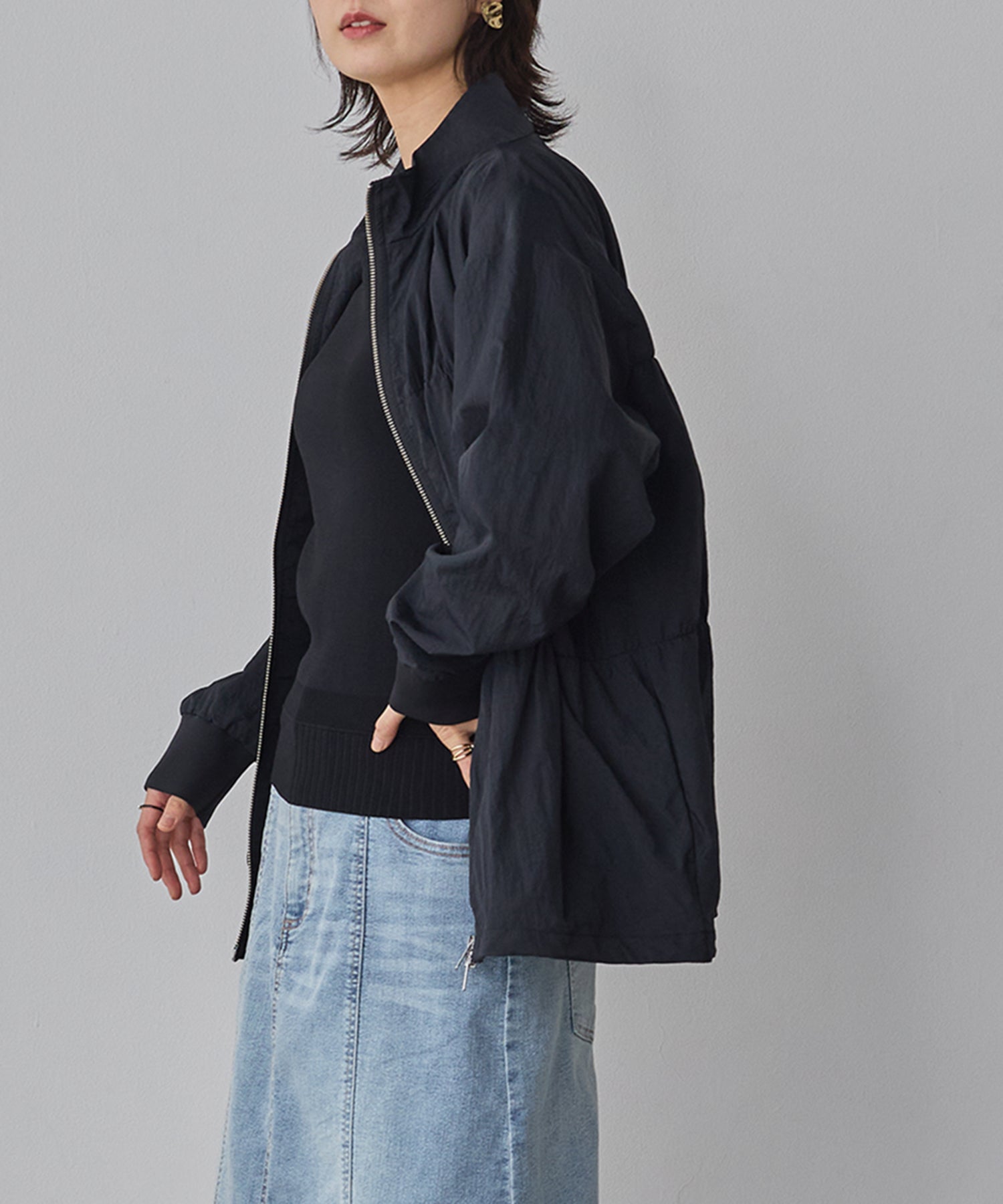 NYLON DOUBLE ZIP BLOUSON