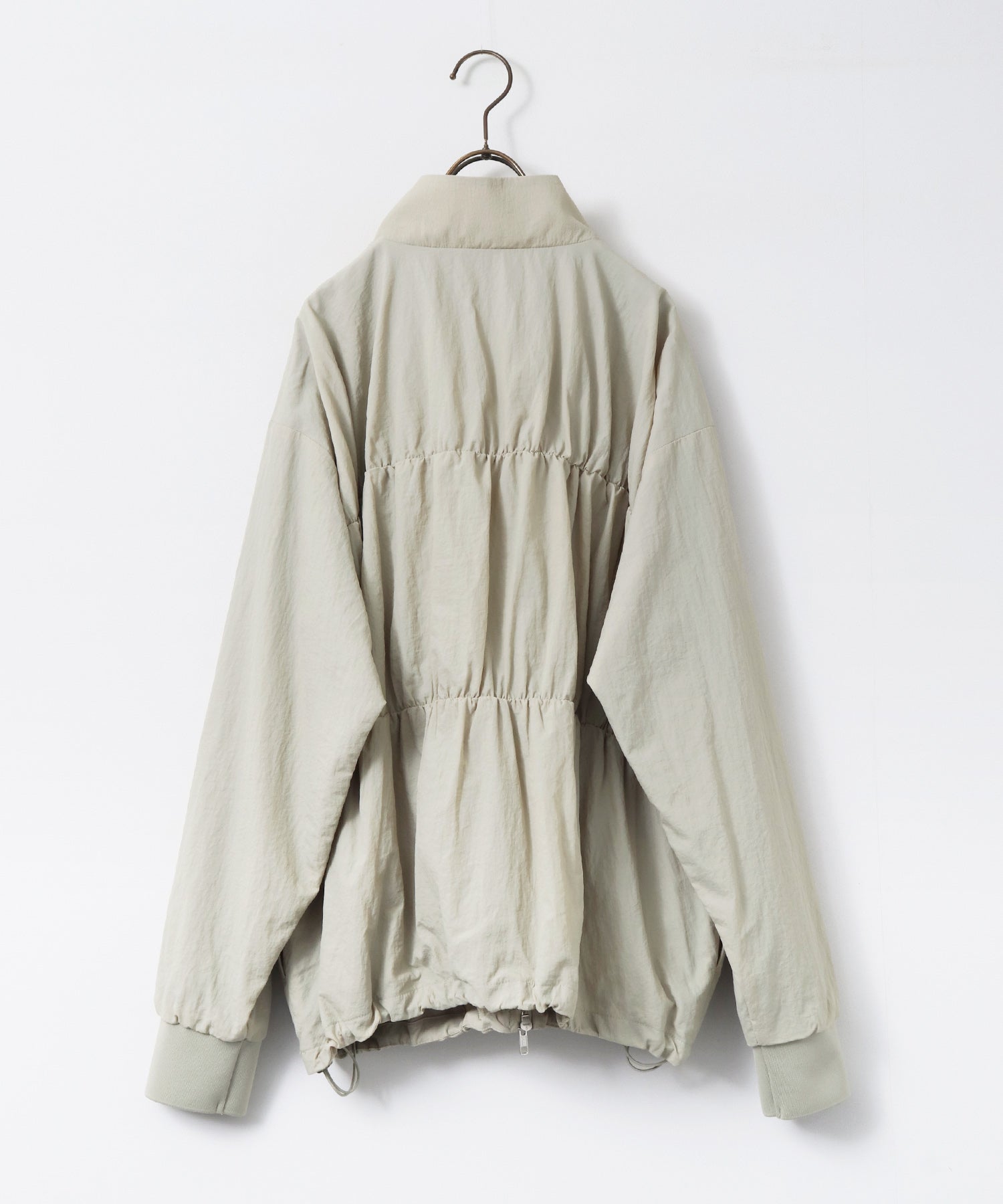 LOHEN ボトルネック レイヤードブルゾン　ホワイト NYLON DOUBLE ZIP BLOUSON