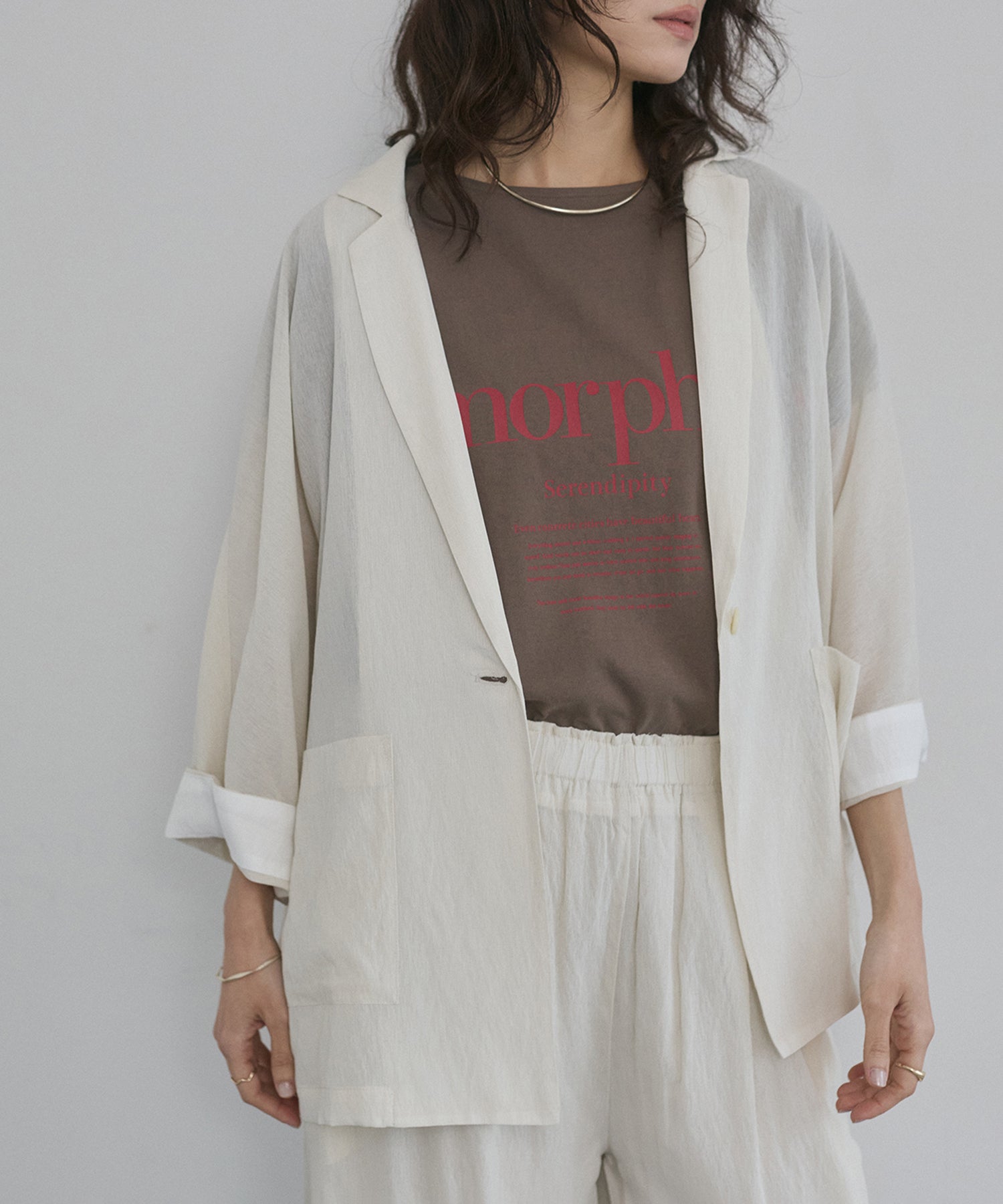 DOLMAN-SLEEVE SHEER TAILORED JACKET