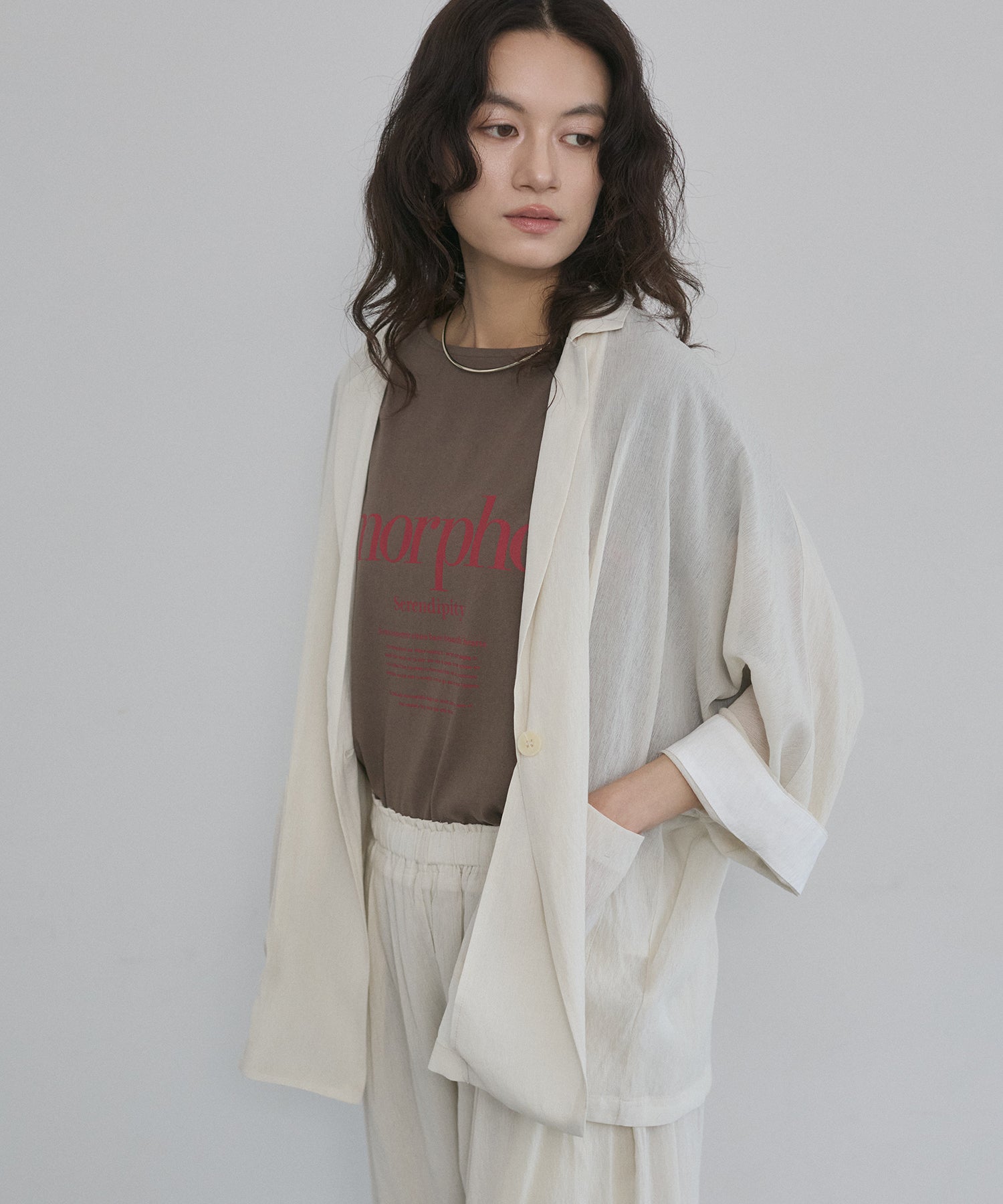 DOLMAN-SLEEVE SHEER TAILORED JACKET