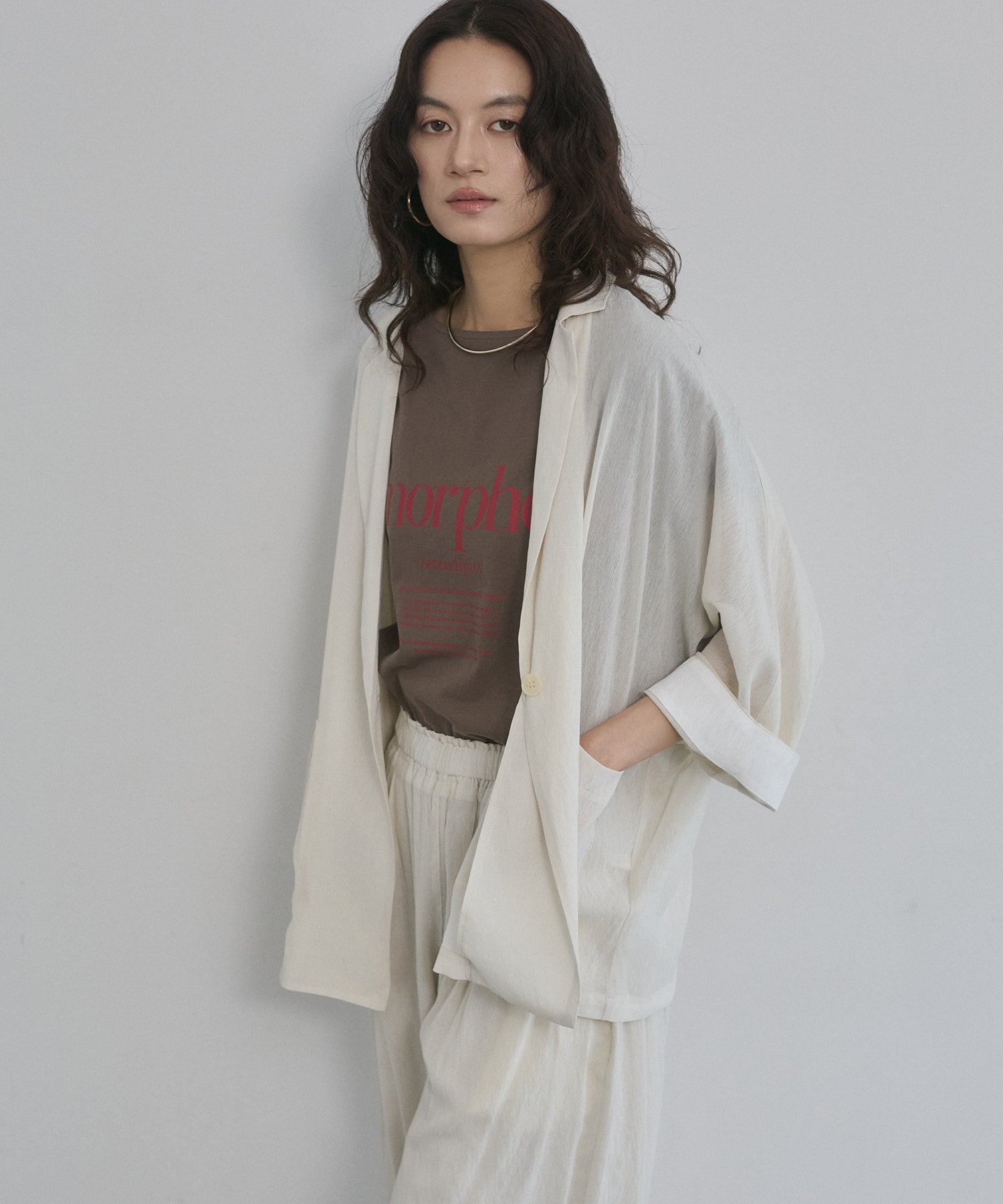DOLMAN-SLEEVE SHEER TAILORED JACKET
