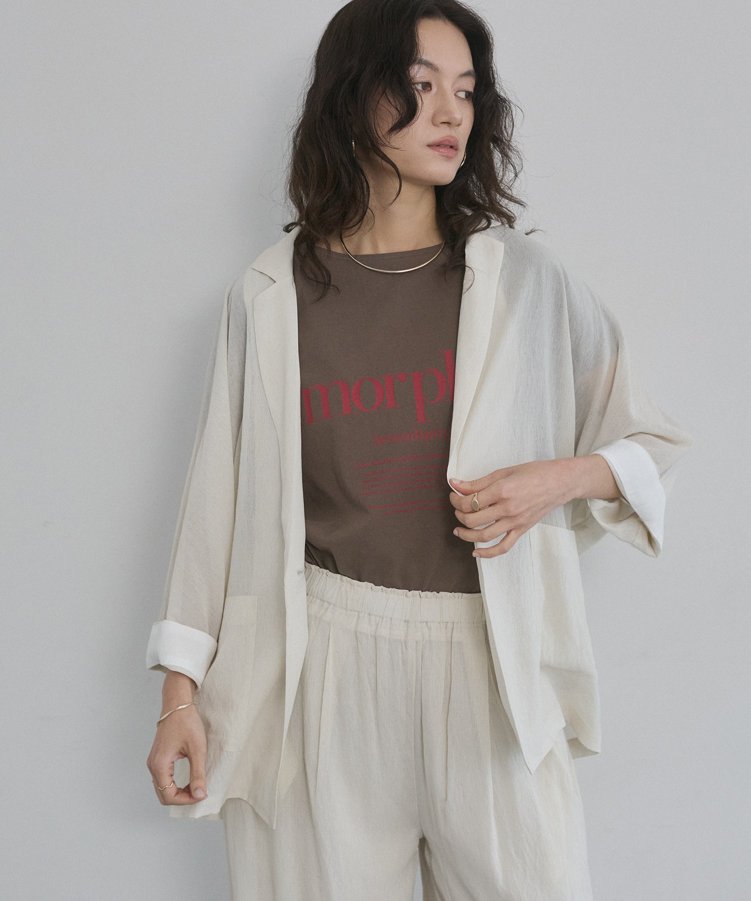 DOLMAN-SLEEVE SHEER TAILORED JACKET