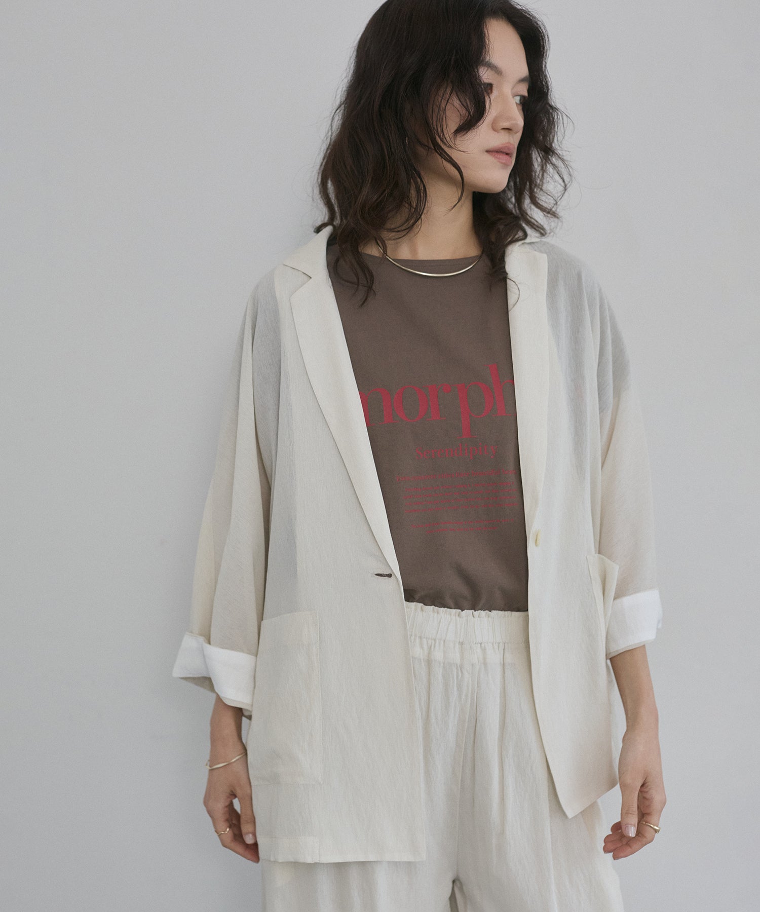 DOLMAN-SLEEVE SHEER TAILORED JACKET
