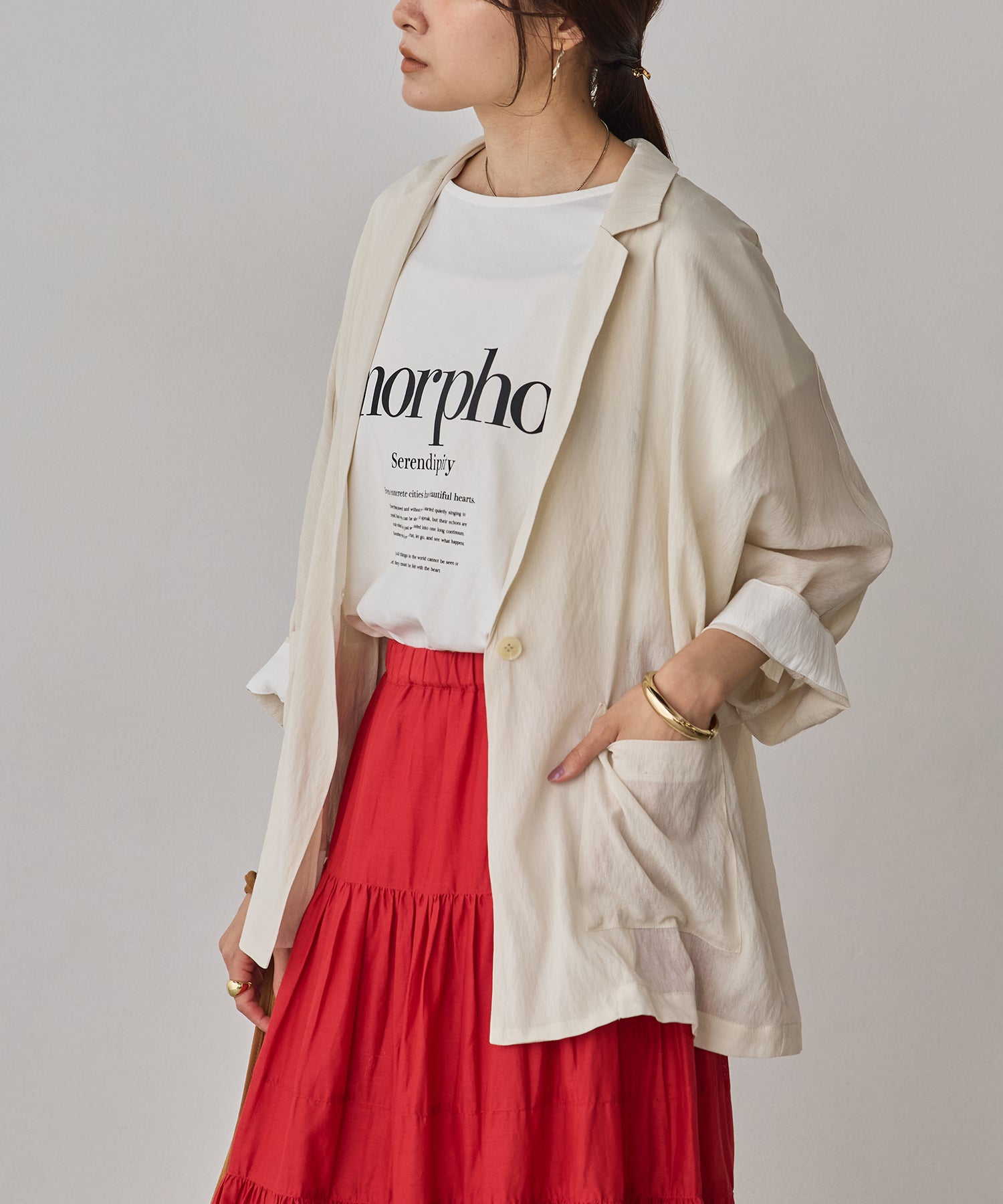 DOLMAN-SLEEVE SHEER TAILORED JACKET