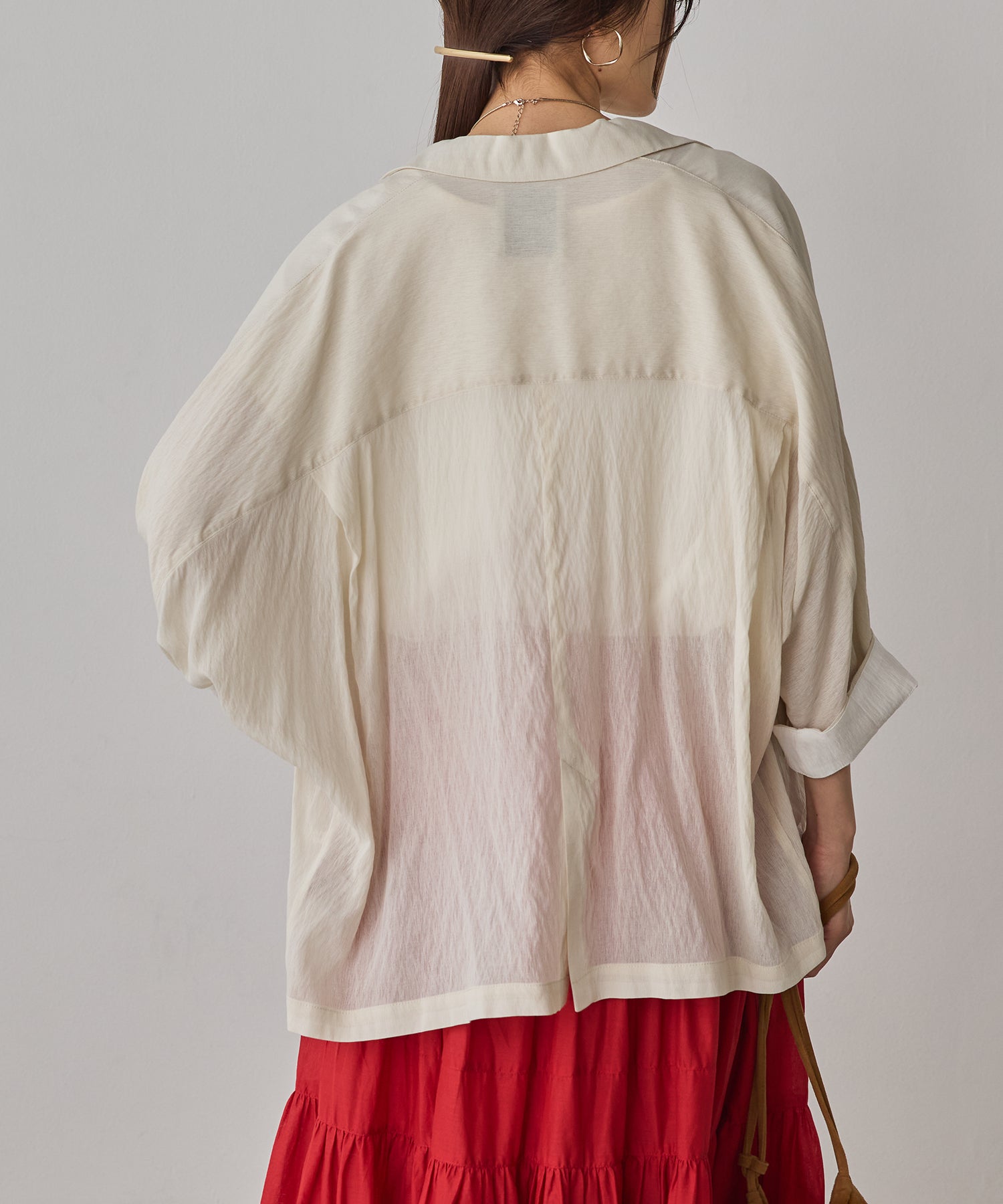 DOLMAN-SLEEVE SHEER TAILORED JACKET