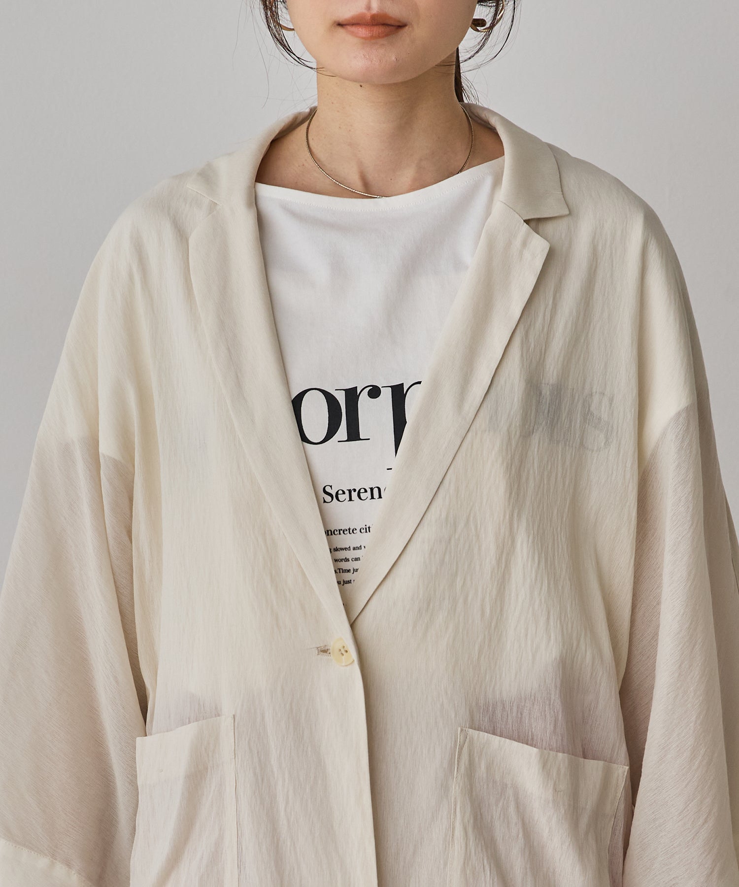 DOLMAN-SLEEVE SHEER TAILORED JACKET