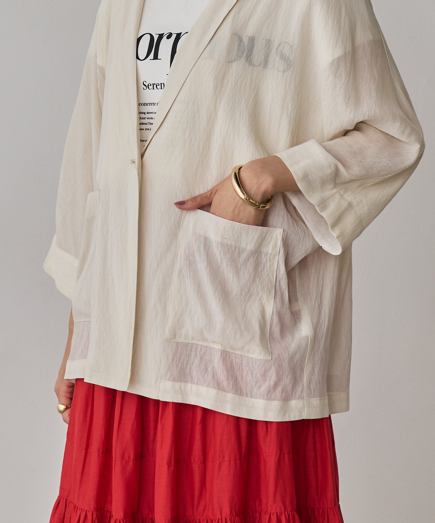 DOLMAN-SLEEVE SHEER TAILORED JACKET