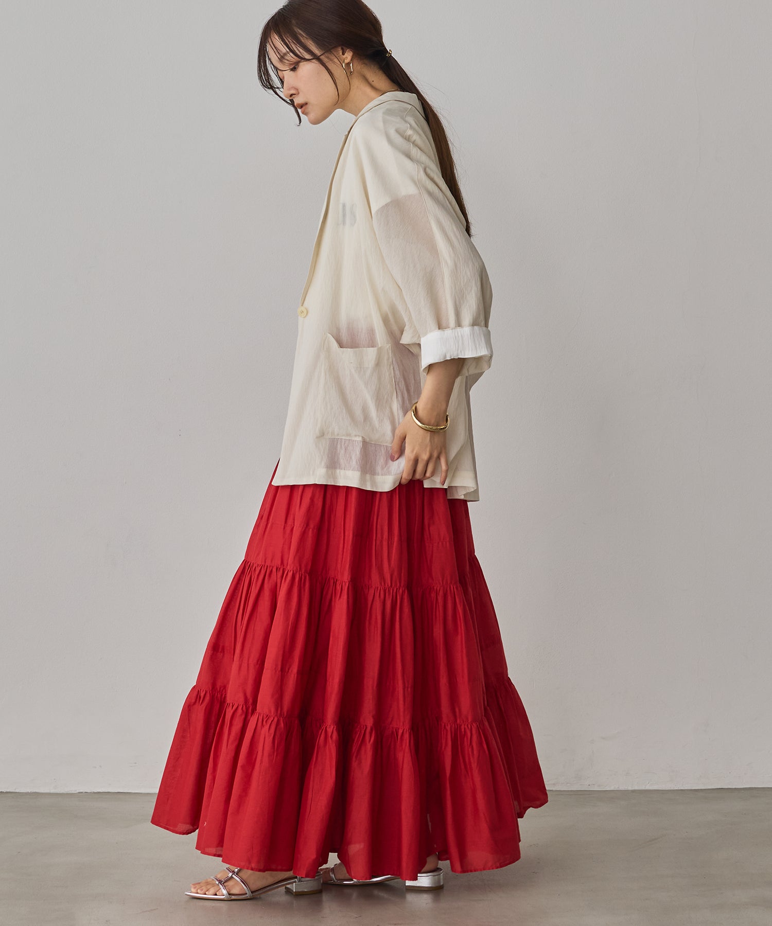 DOLMAN-SLEEVE SHEER TAILORED JACKET