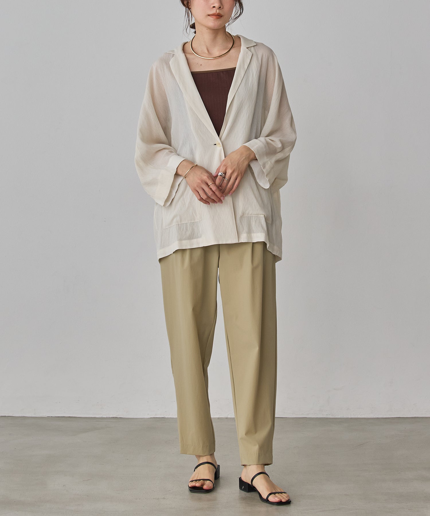 DOLMAN-SLEEVE SHEER TAILORED JACKET