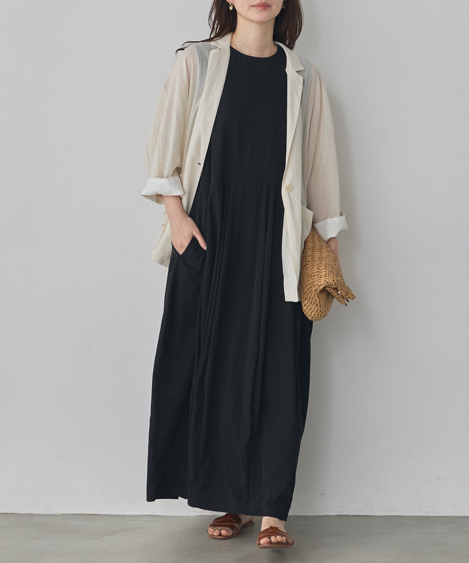 DOLMAN-SLEEVE SHEER TAILORED JACKET