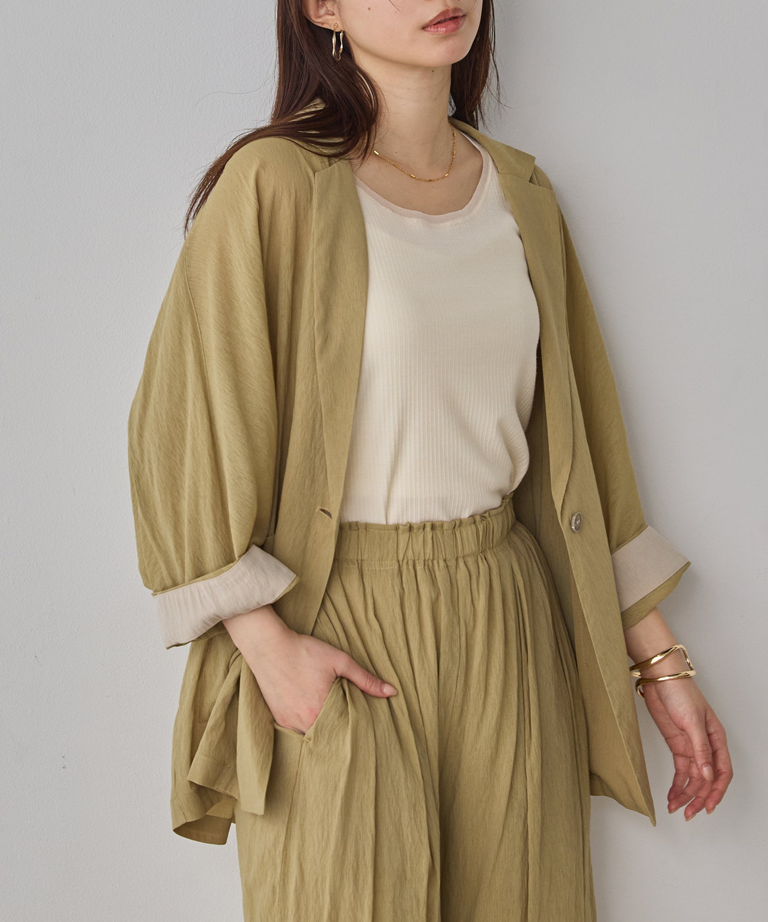 DOLMAN-SLEEVE SHEER TAILORED JACKET
