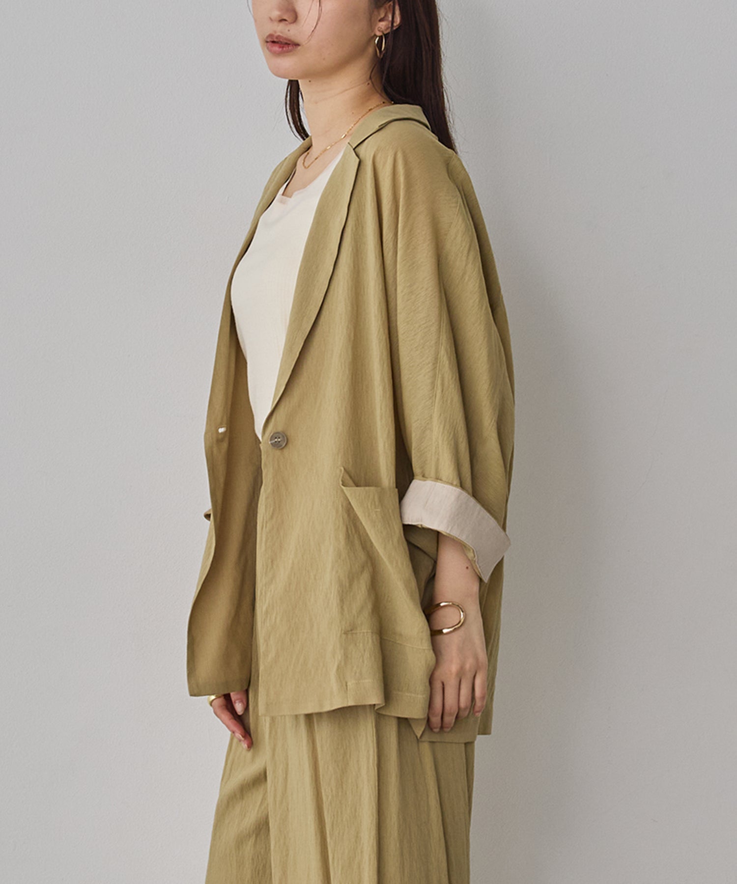 DOLMAN-SLEEVE SHEER TAILORED JACKET