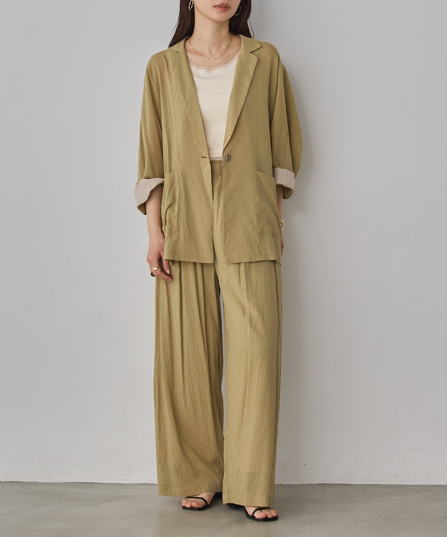 DOLMAN-SLEEVE SHEER TAILORED JACKET