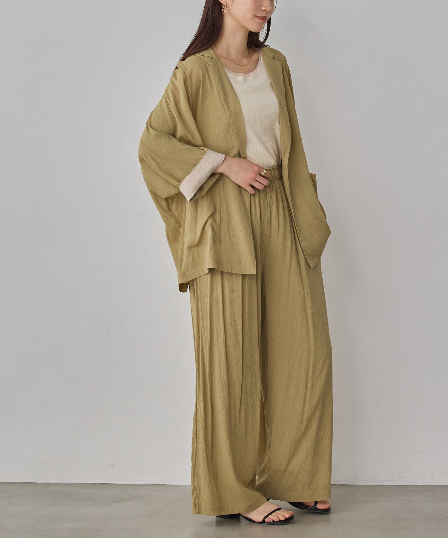 DOLMAN-SLEEVE SHEER TAILORED JACKET