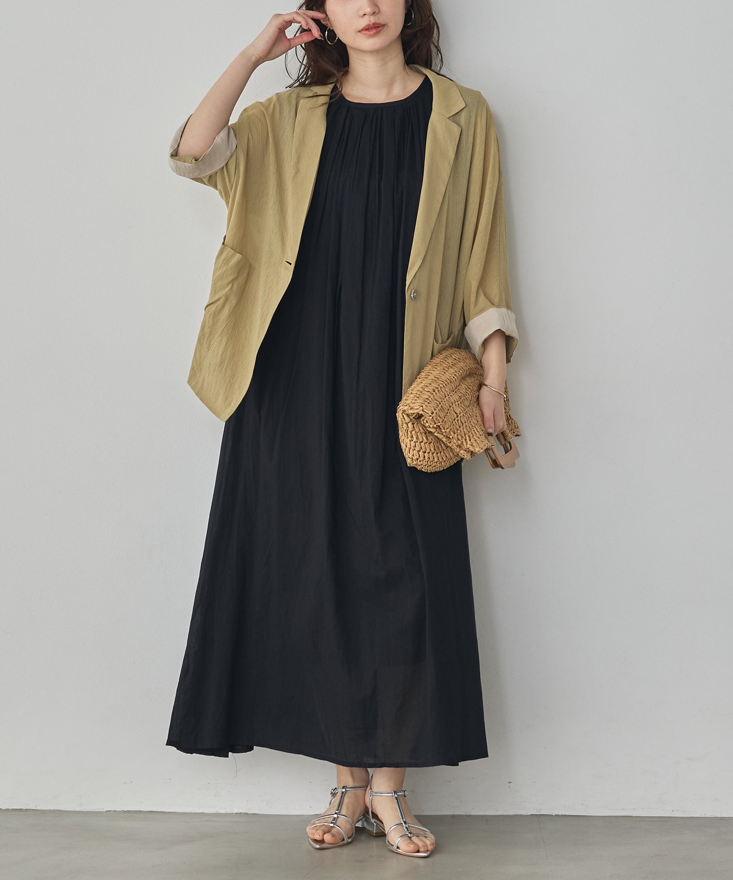 DOLMAN-SLEEVE SHEER TAILORED JACKET