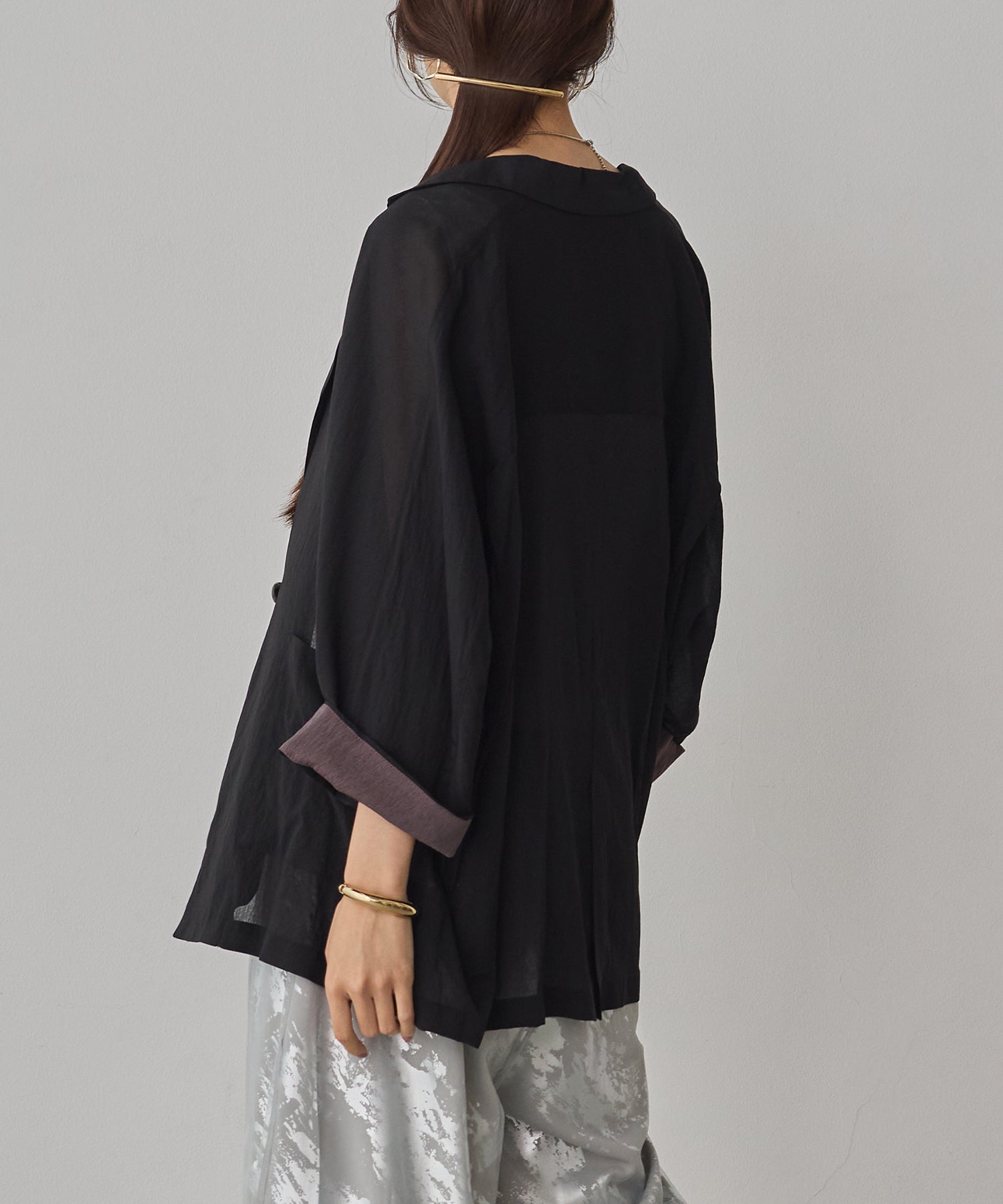 DOLMAN-SLEEVE SHEER TAILORED JACKET