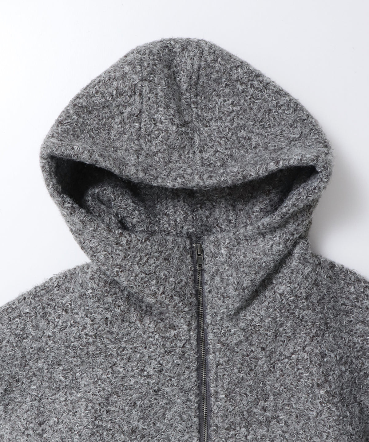 CURLY BOUCLÉ HOODED SHORT JACKET