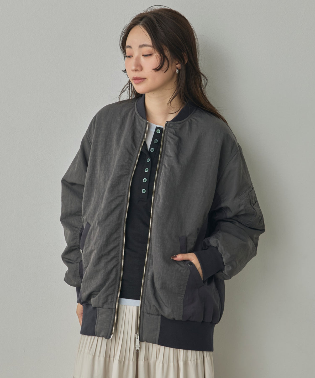 SUBTLE COLOURWAY NYLON MA-1 BOMBER JACKET