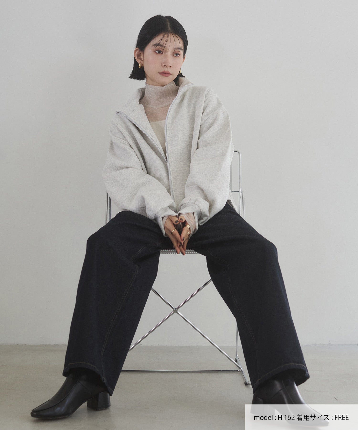 裏起毛ダブルジップ ハイネックブルゾン