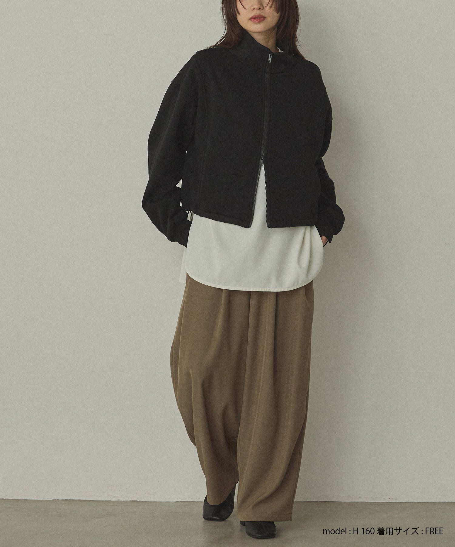 裏起毛ダブルジップ ハイネックブルゾン