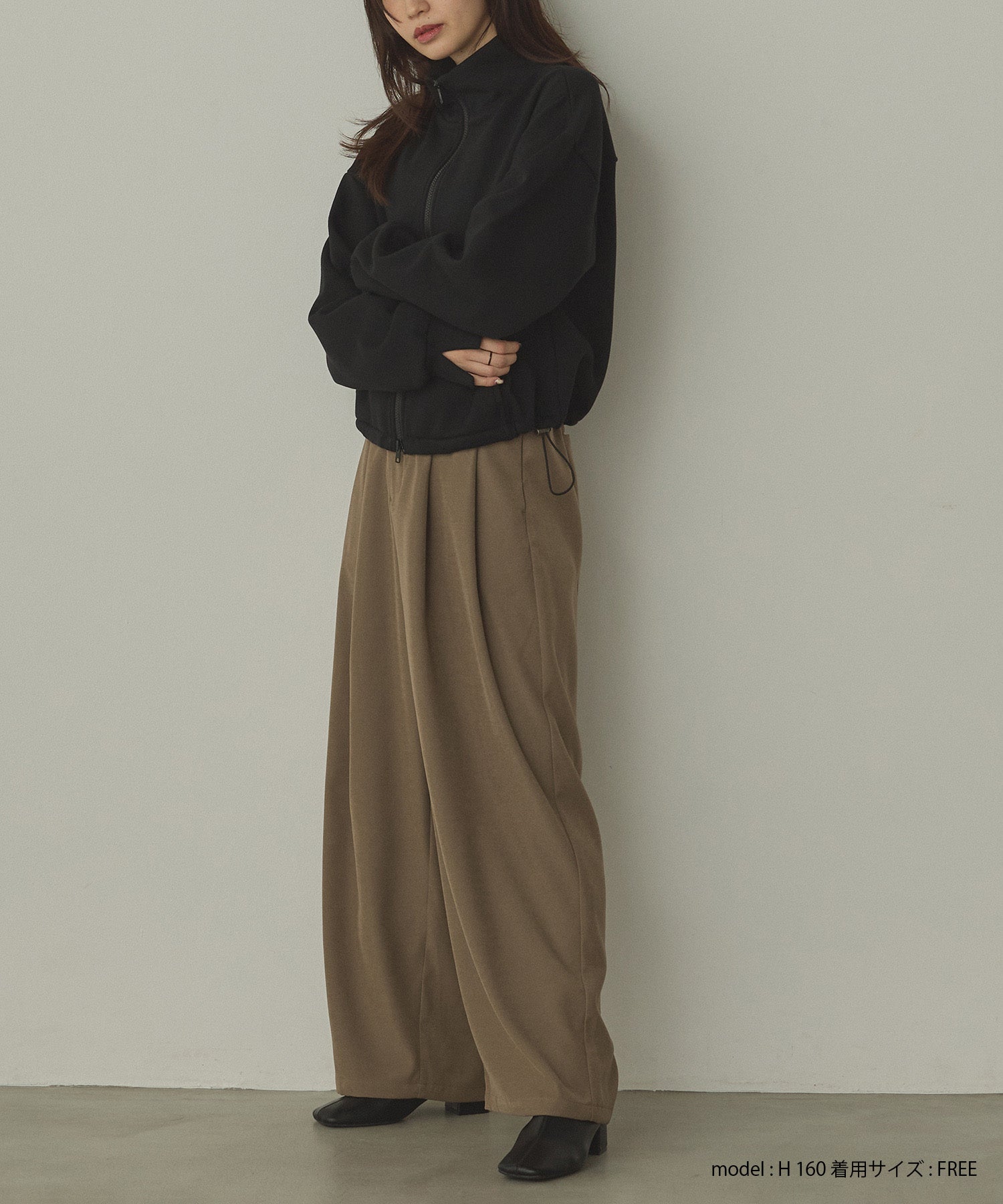 裏起毛ダブルジップ ハイネックブルゾン