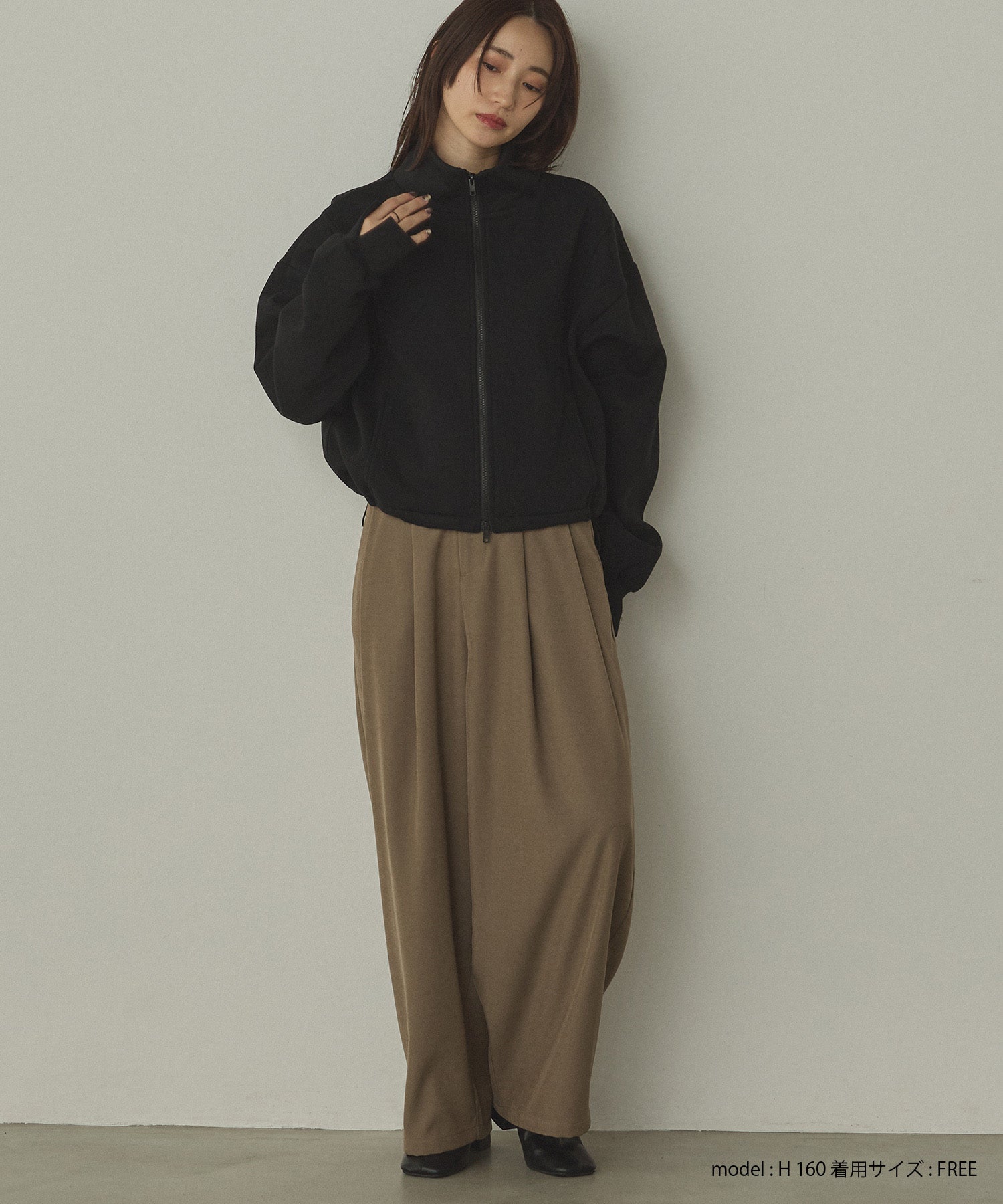 裏起毛ダブルジップ ハイネックブルゾン