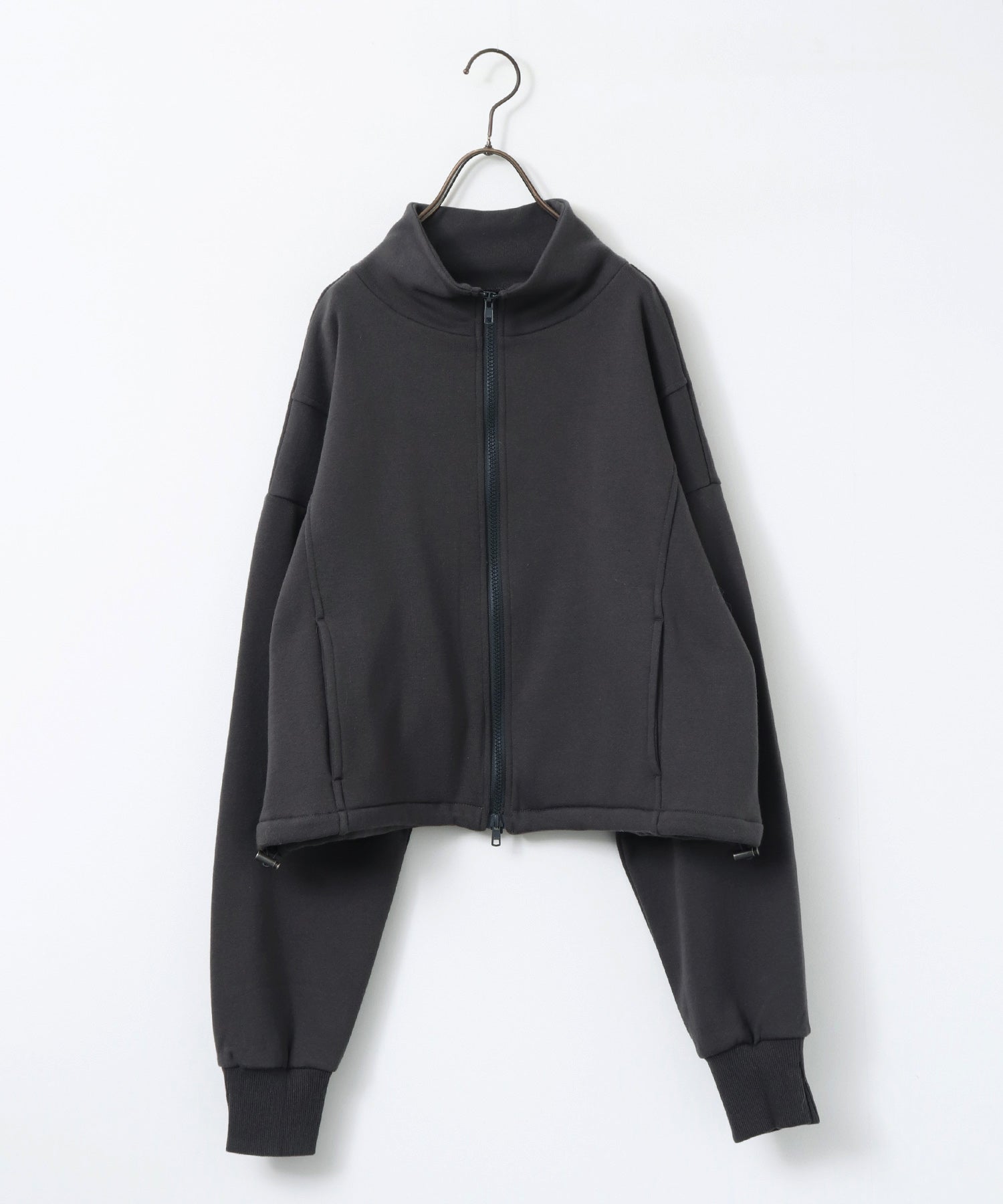 ジップアップジャケット ブラック・ダークグレー vintage make short duck blouson reversible zip parka （duck/pu