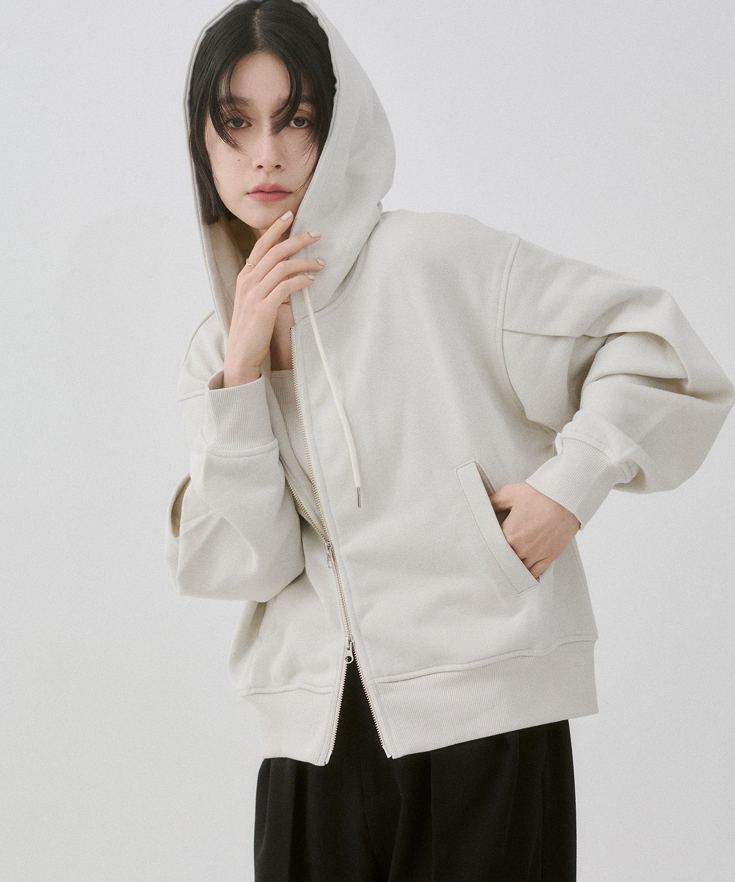 ラメ裏毛 Wジップパーカー