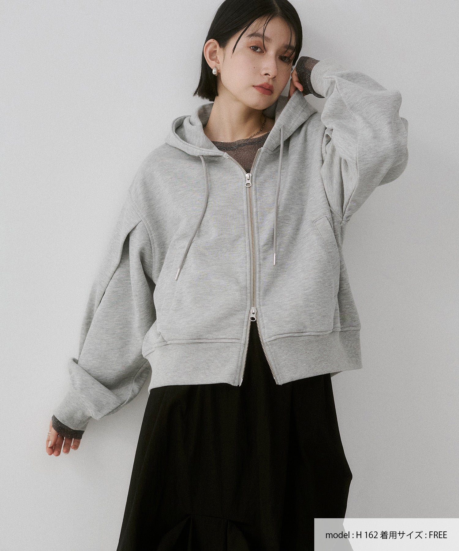 ラメ裏毛 Wジップパーカー