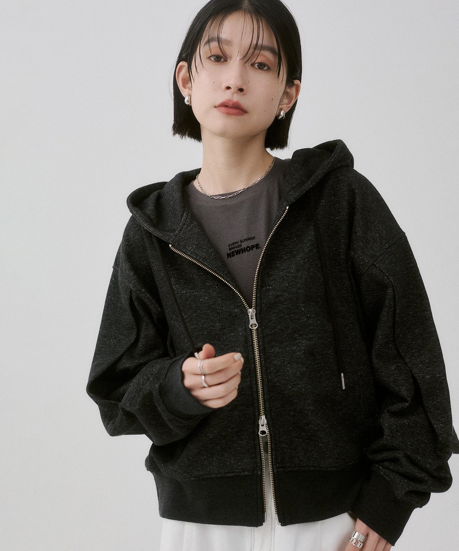 LAME DOUBLE ZIP HOODIE