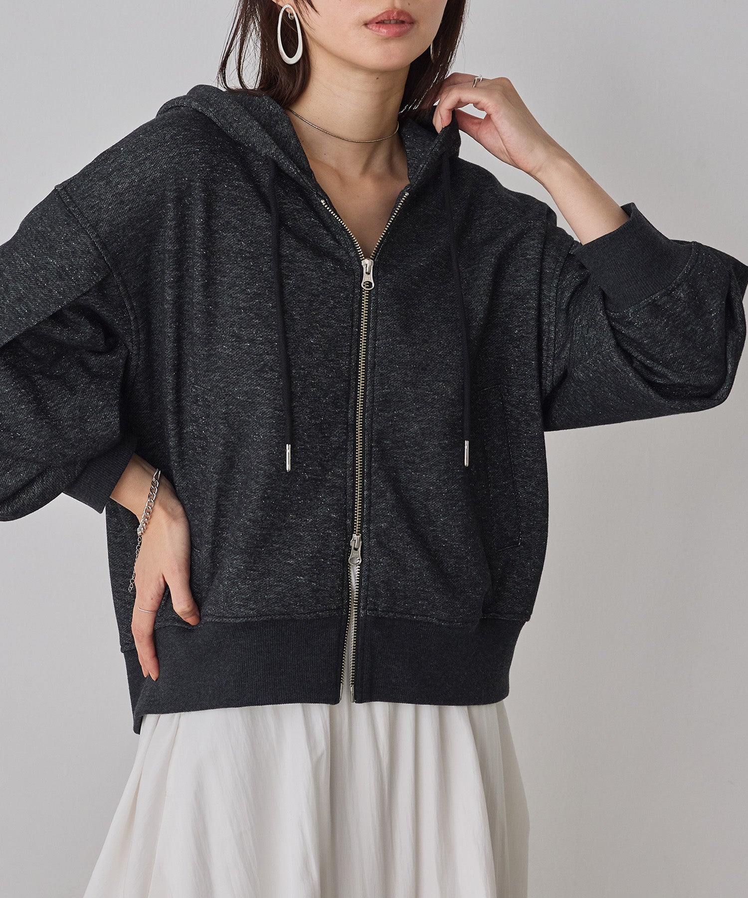 LAME DOUBLE ZIP HOODIE