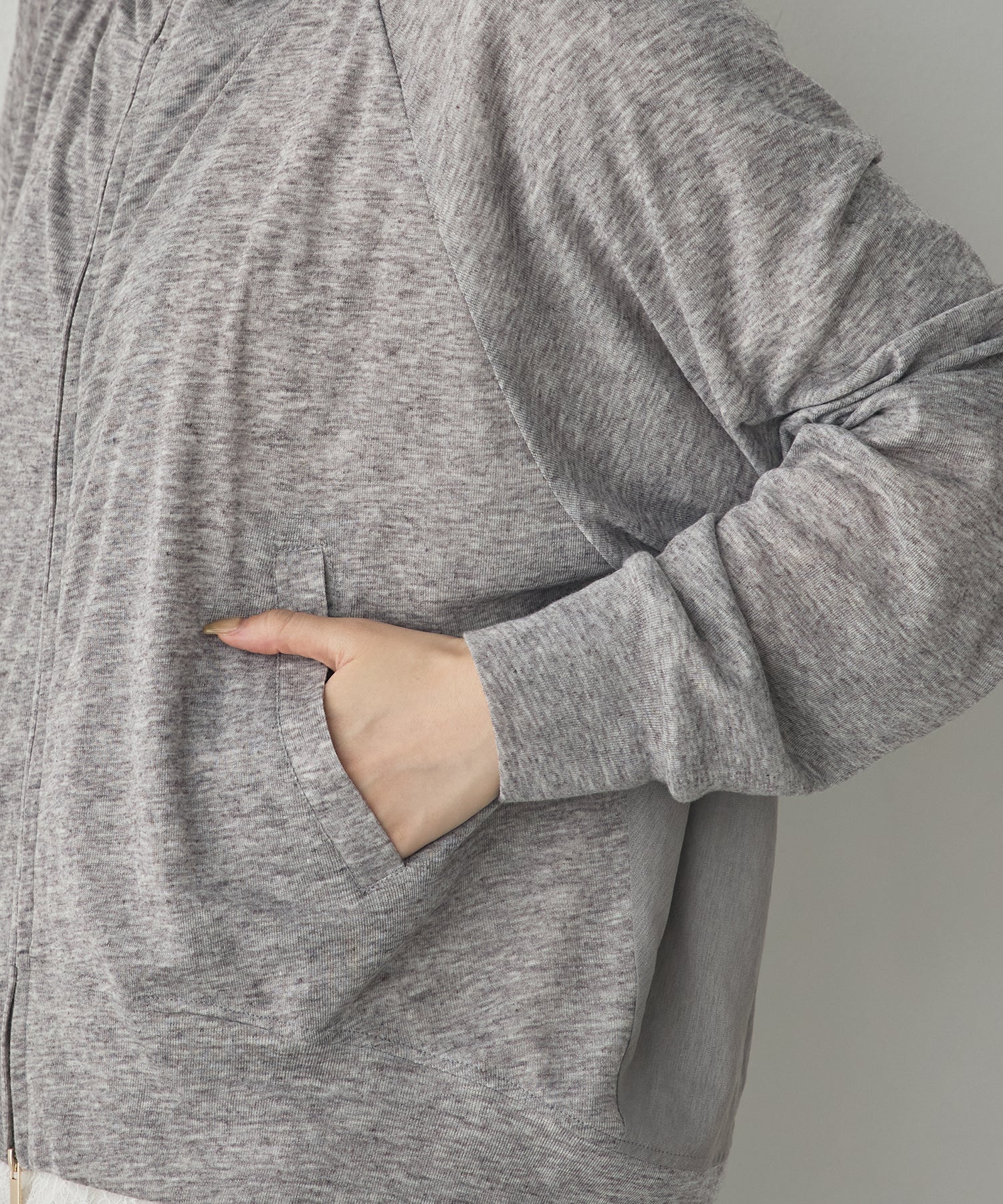 LIGHTWEIGHT KNIT DOCKING W-ZIP HOODIE