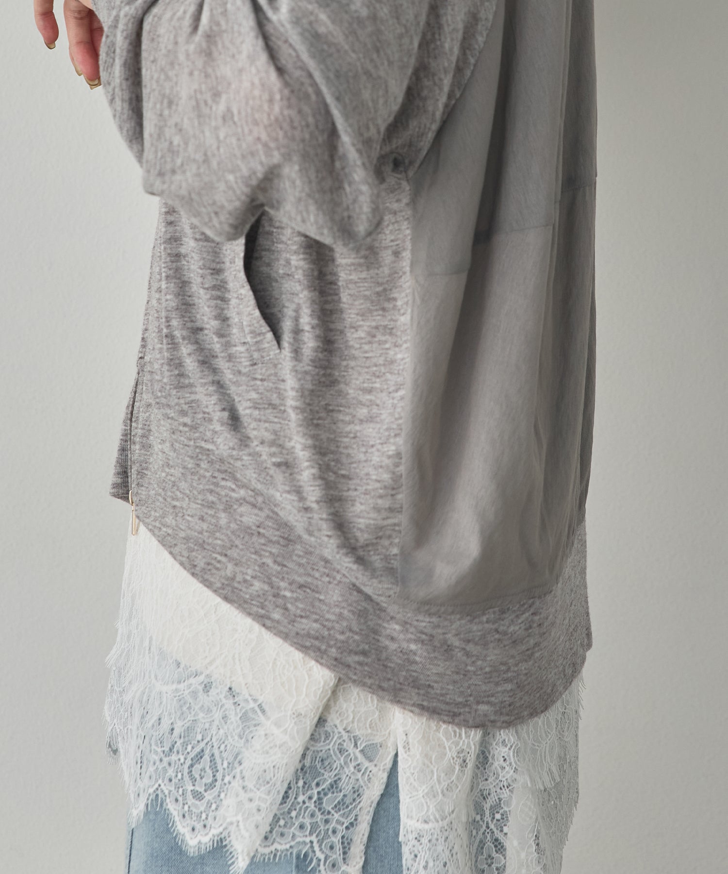 LIGHTWEIGHT KNIT DOCKING W-ZIP HOODIE