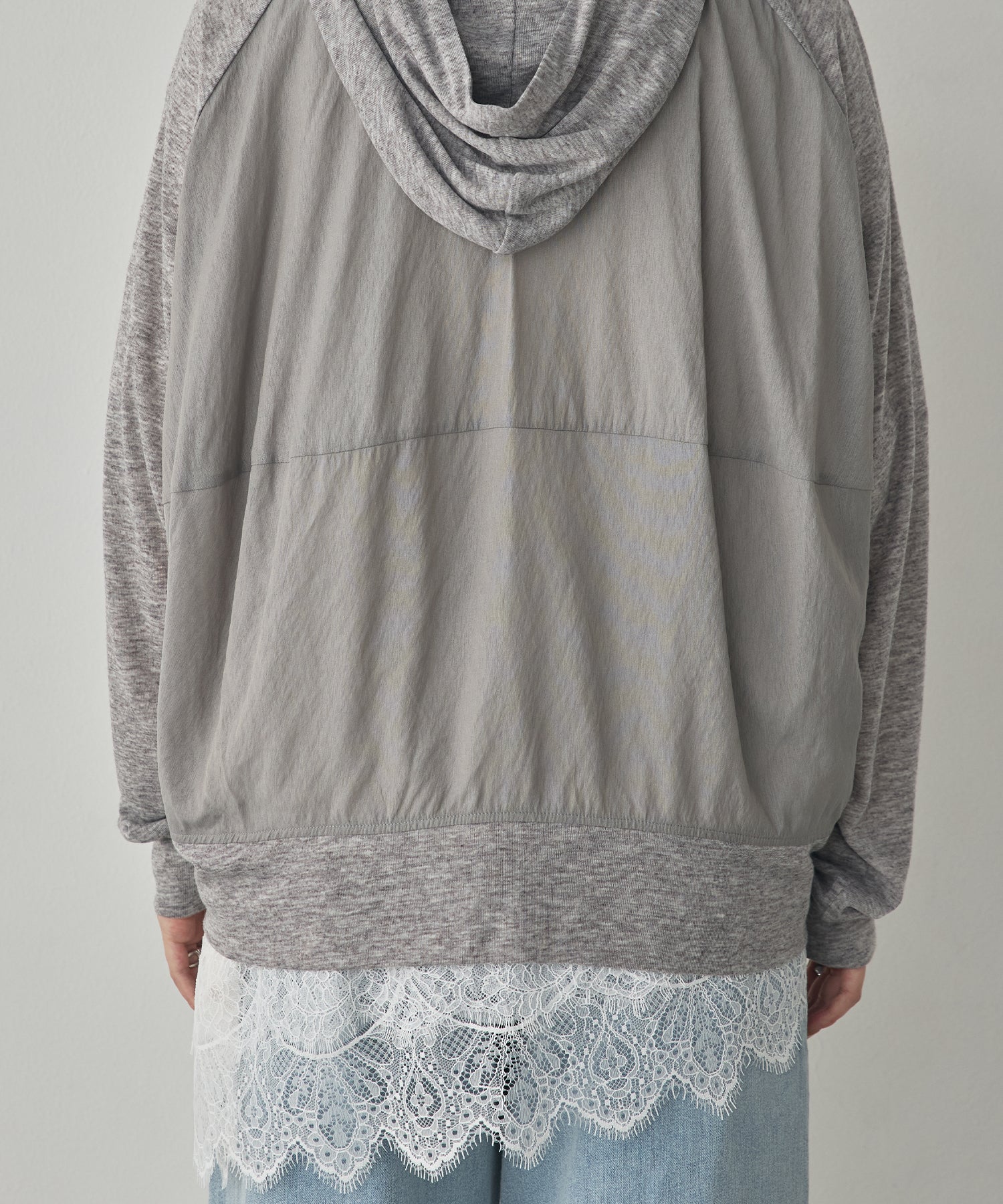 LIGHTWEIGHT KNIT DOCKING W-ZIP HOODIE