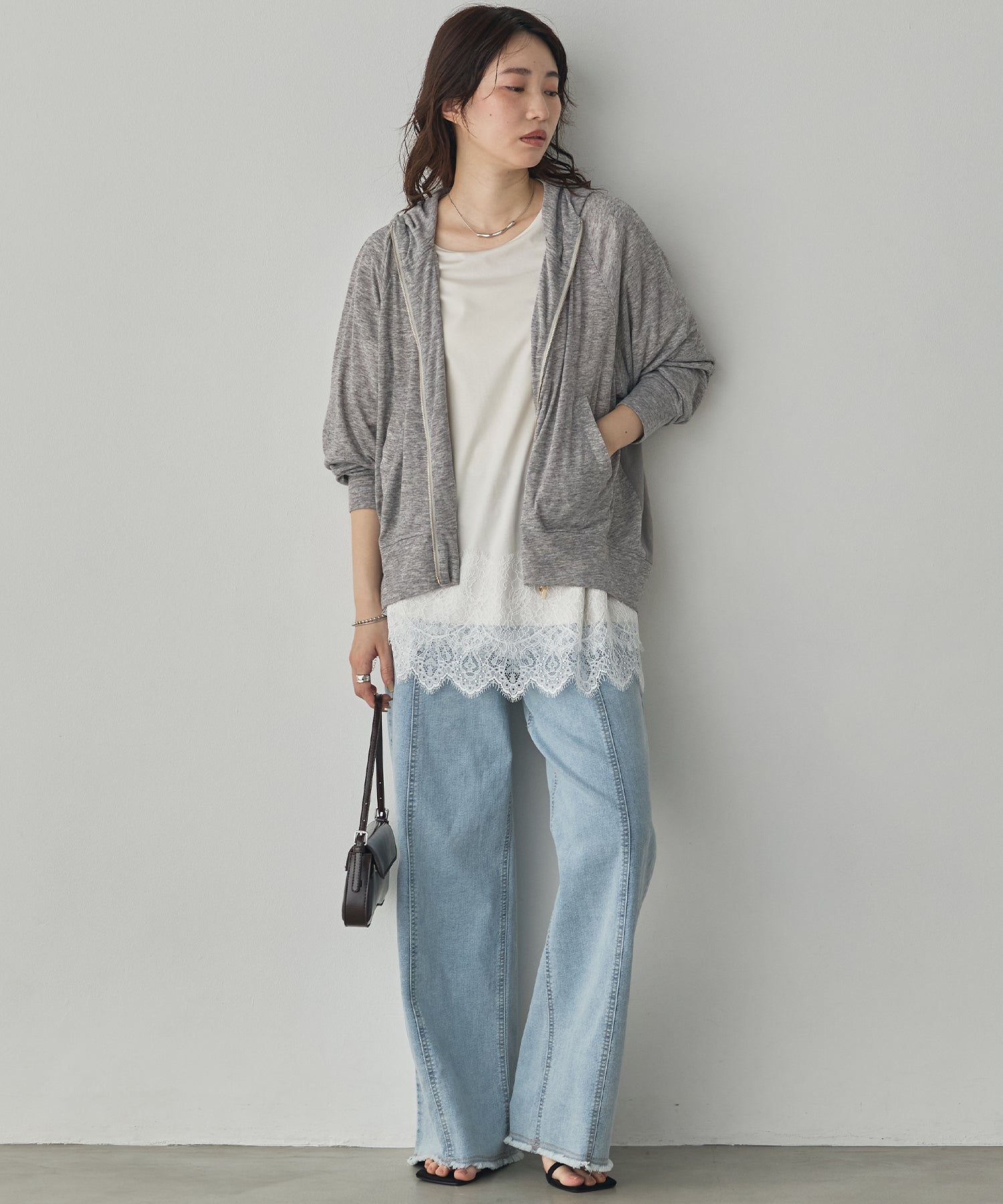 LIGHTWEIGHT KNIT DOCKING W-ZIP HOODIE