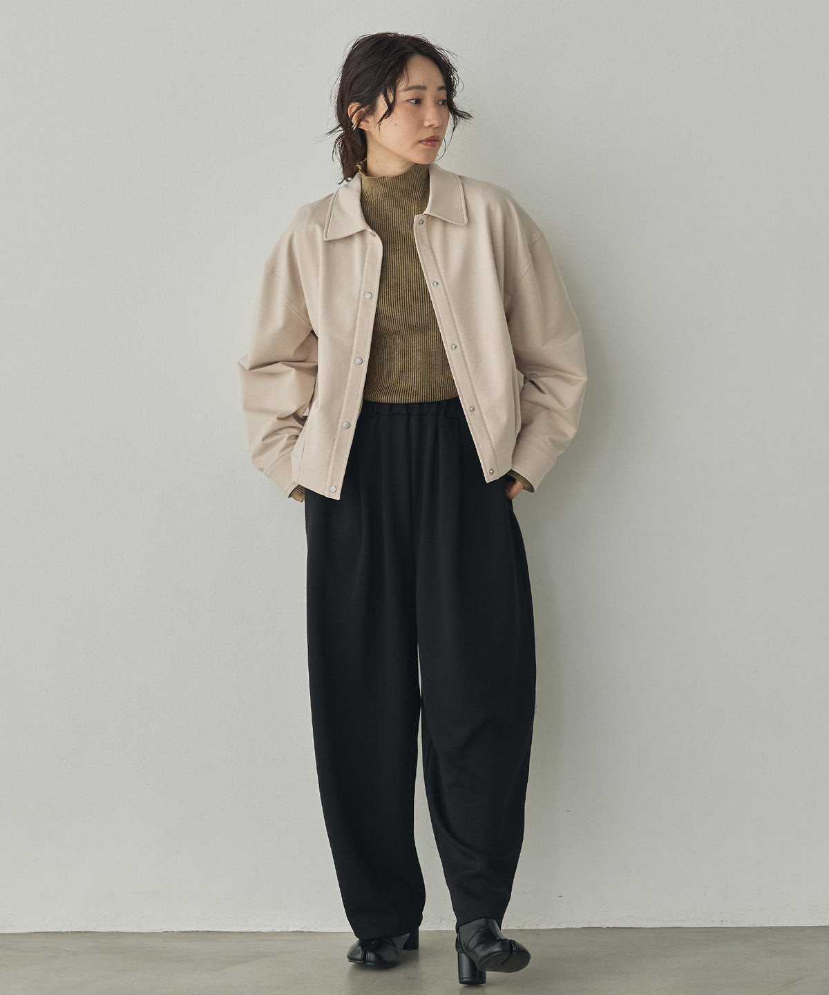 FLEECE-LINED TUCKED-COLLAR SHIRT JACKET