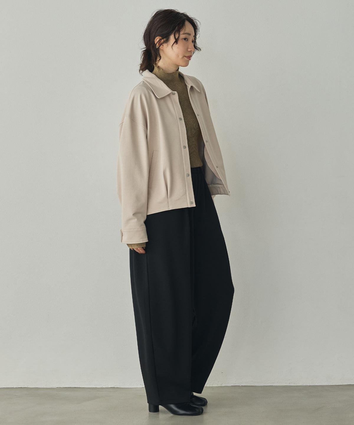 FLEECE-LINED TUCKED-COLLAR SHIRT JACKET