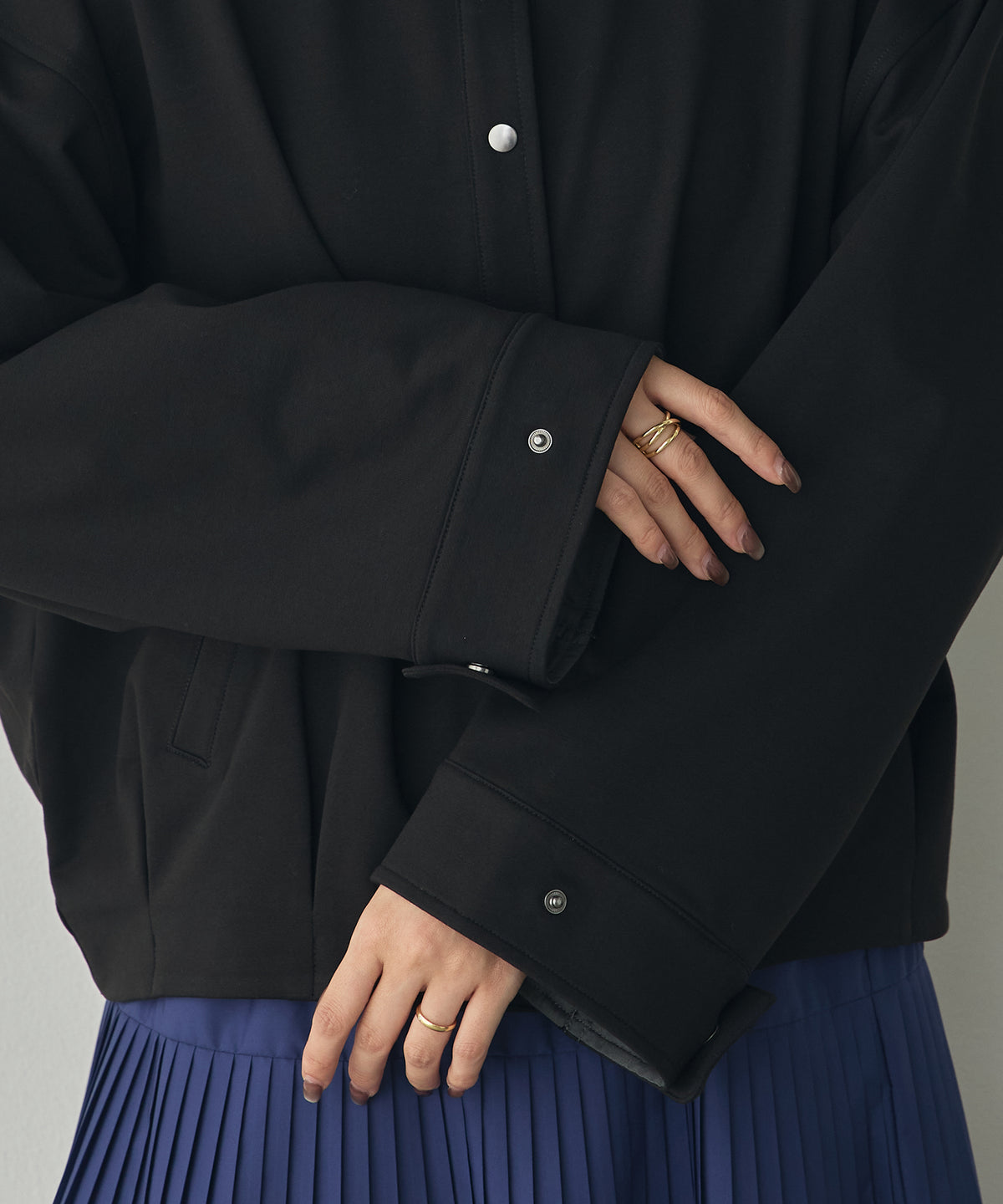 FLEECE-LINED TUCKED-COLLAR SHIRT JACKET
