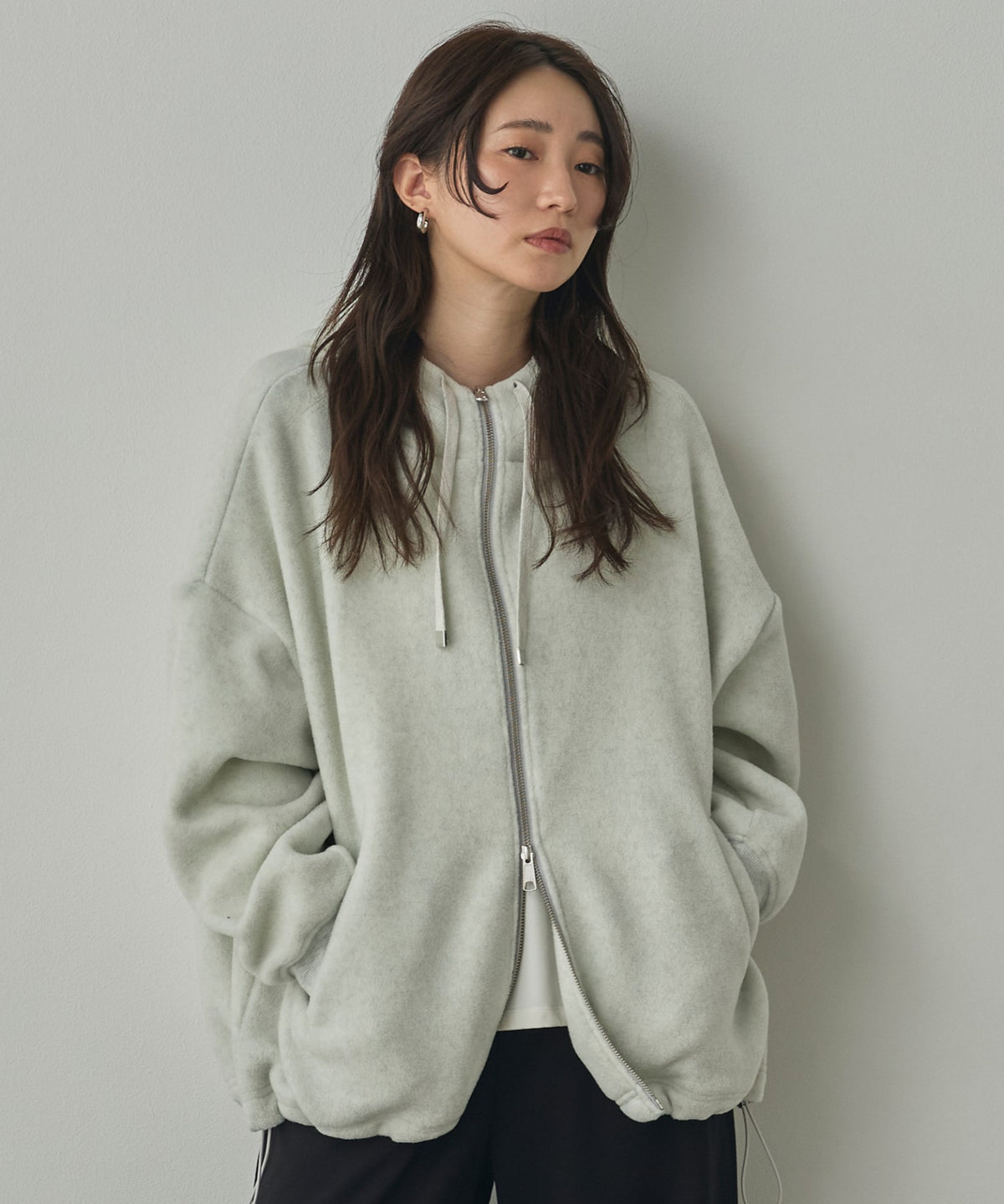 BOUCLÉ-CUT HOODED BLOUSON