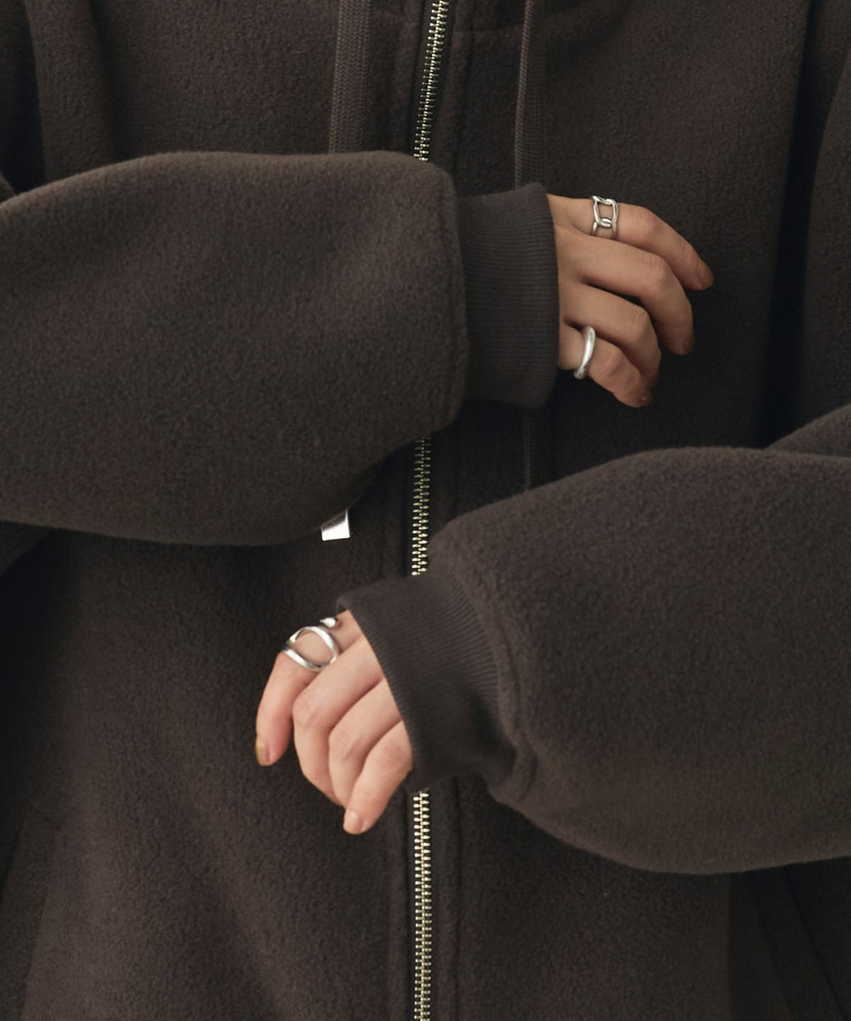 BOUCLÉ-CUT HOODED BLOUSON