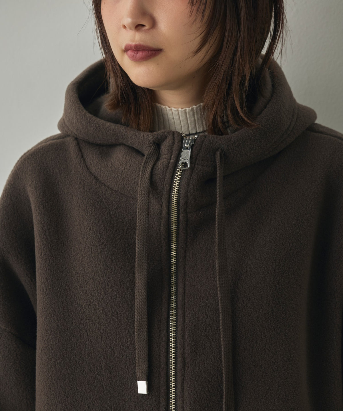 BOUCLÉ-CUT HOODED BLOUSON