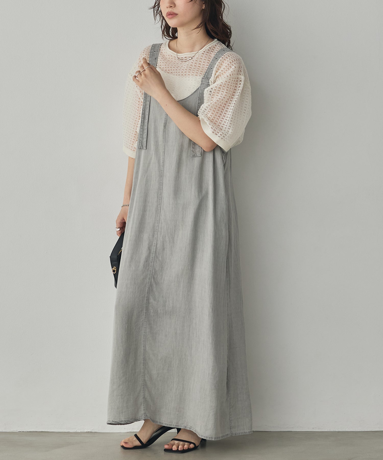 2WAY TENCEL DENIM FLARE JUMPER SKIRT