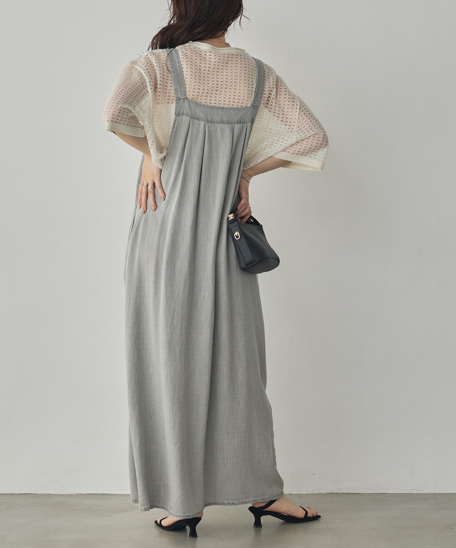 2WAY TENCEL DENIM FLARE JUMPER SKIRT