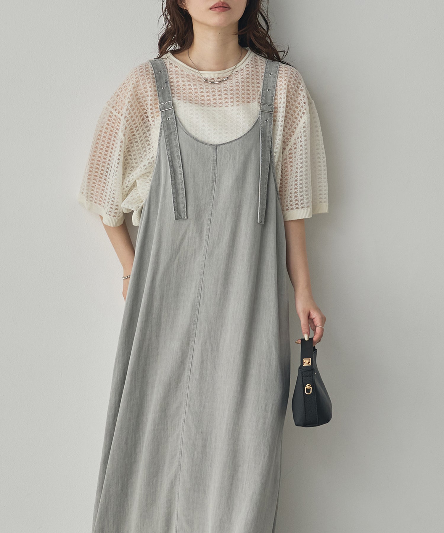 2WAY TENCEL DENIM FLARE JUMPER SKIRT