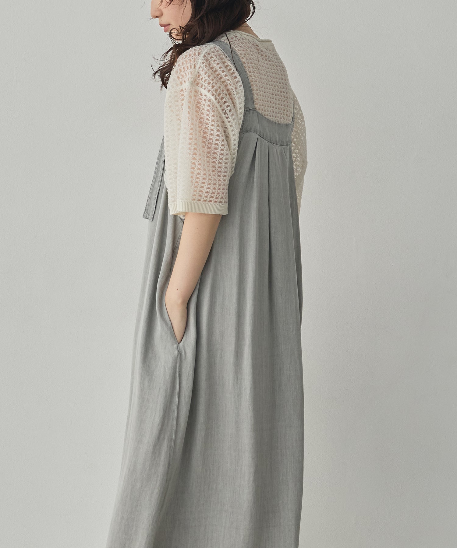 2WAY TENCEL DENIM FLARE JUMPER SKIRT