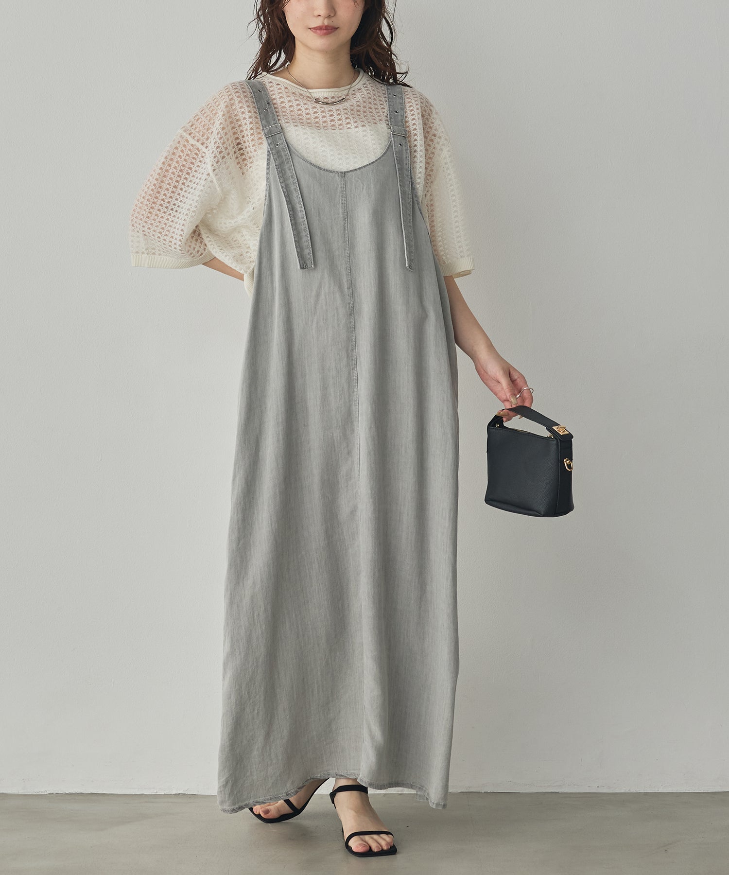 2WAY TENCEL DENIM FLARE JUMPER SKIRT