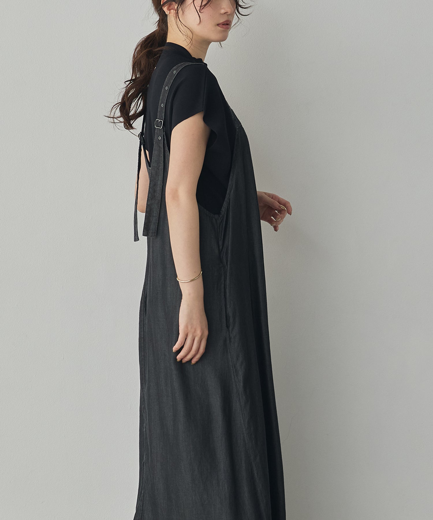2WAY TENCEL DENIM FLARE JUMPER SKIRT