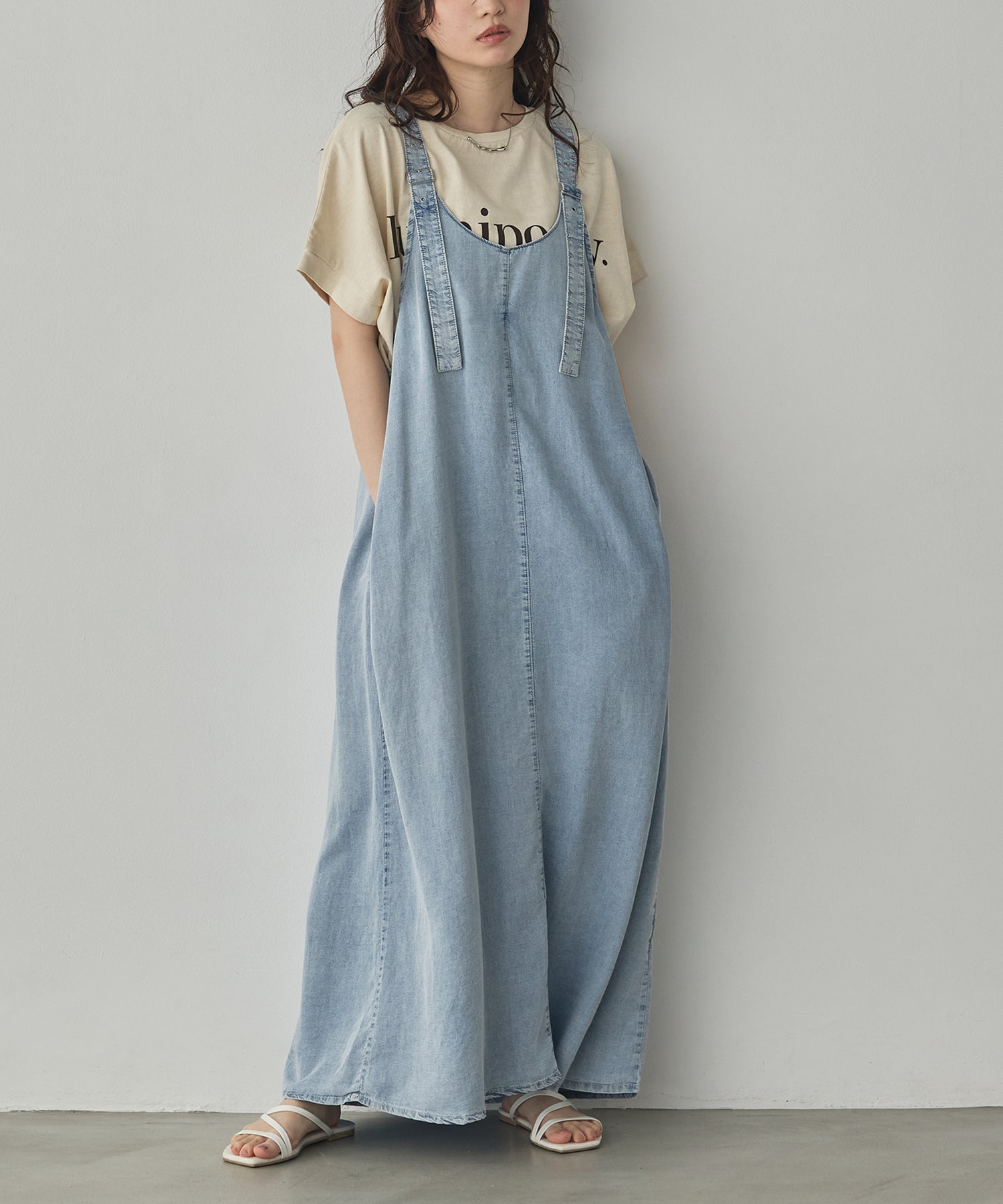 2WAY TENCEL DENIM FLARE JUMPER SKIRT